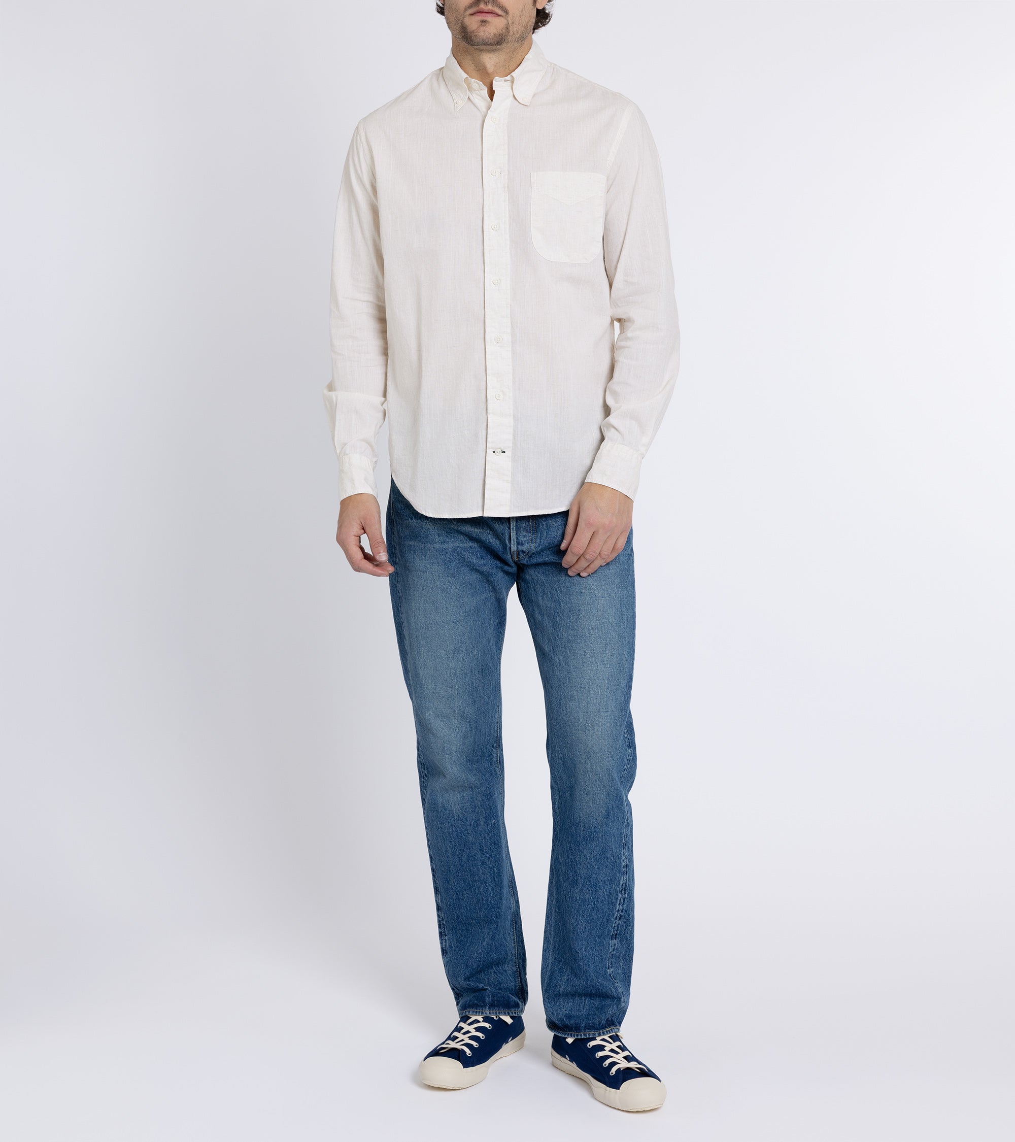 Gitman Vintage Japanese Cotton Linen Chambray Shirt: Oatmeal