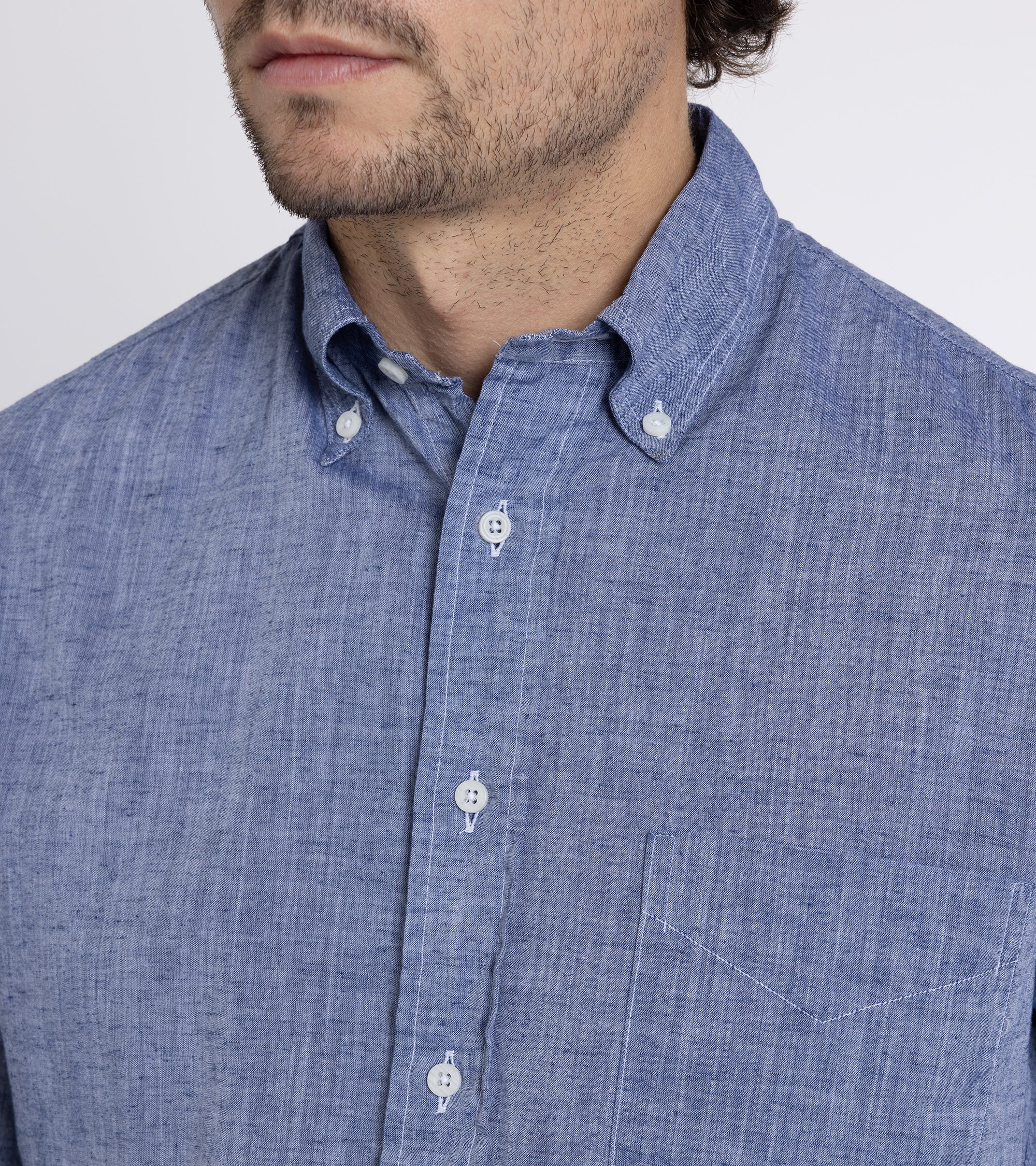 Gitman Vintage Japanese Cotton Linen Chambray Shirt: Blue