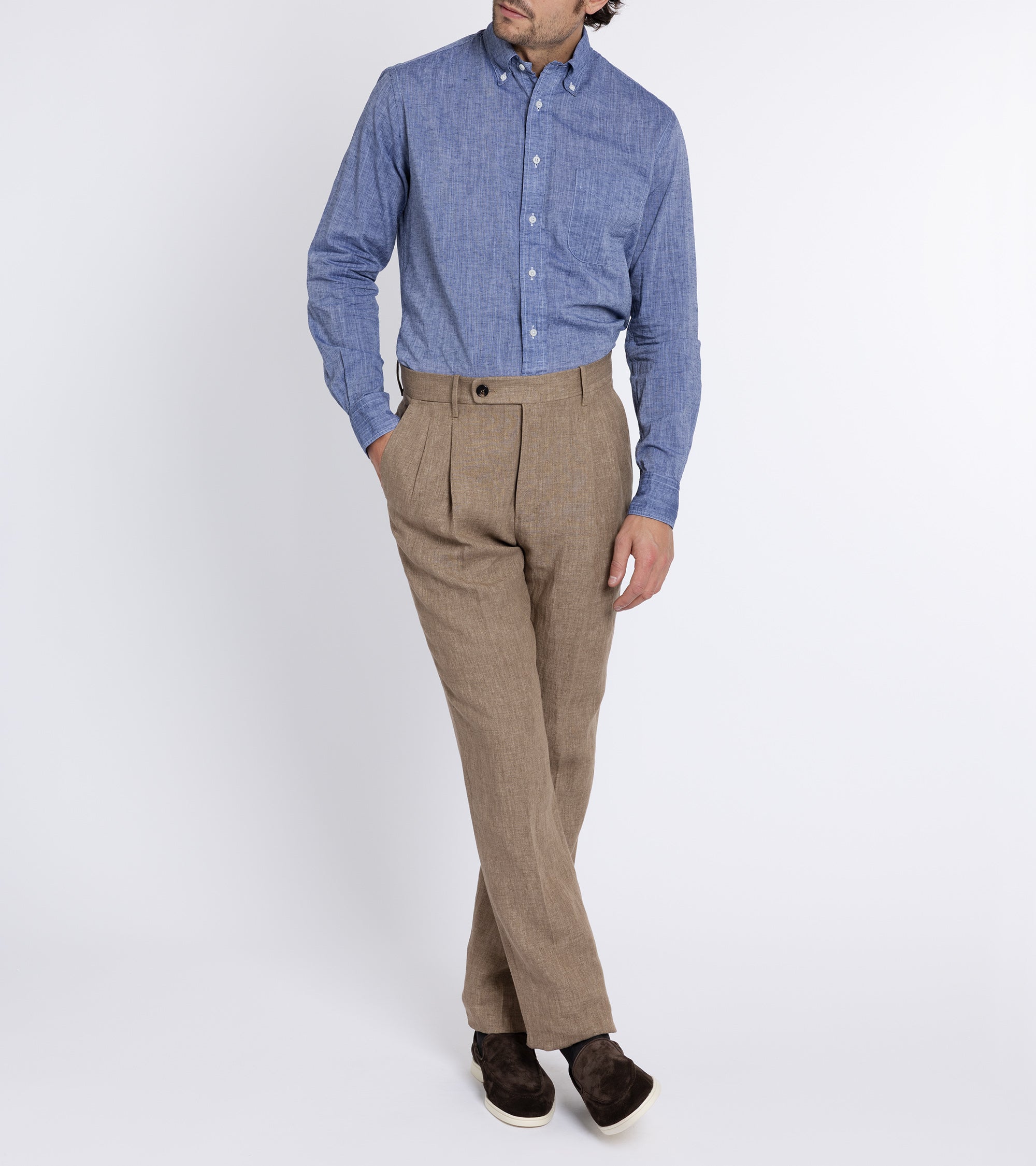 Gitman Vintage Japanese Cotton Linen Chambray Shirt: Blue