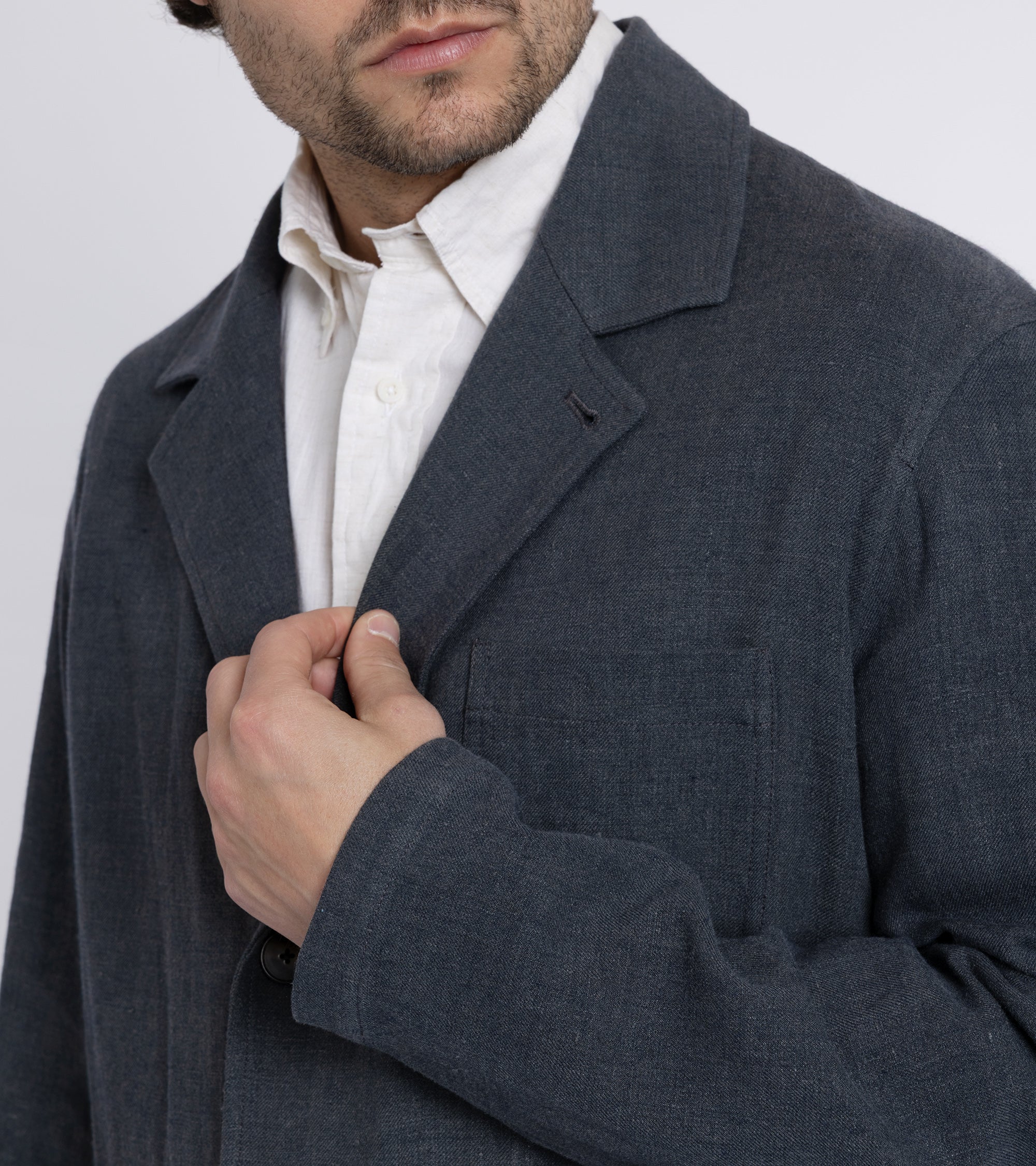 De Bonne Facture Wool Linen Traveler Jacket: Anthracite