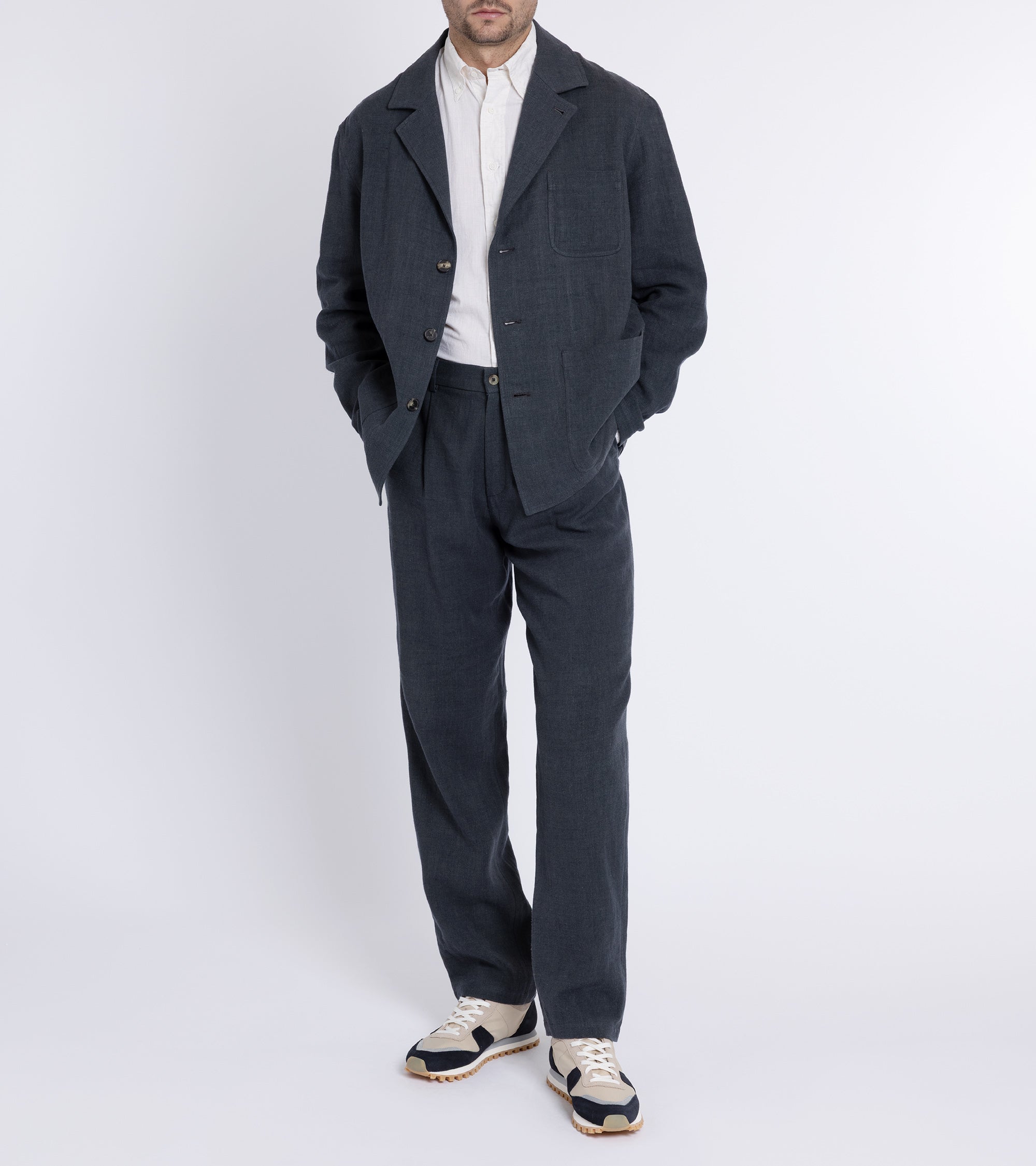 De Bonne Facture Wool Linen Traveler Jacket: Anthracite