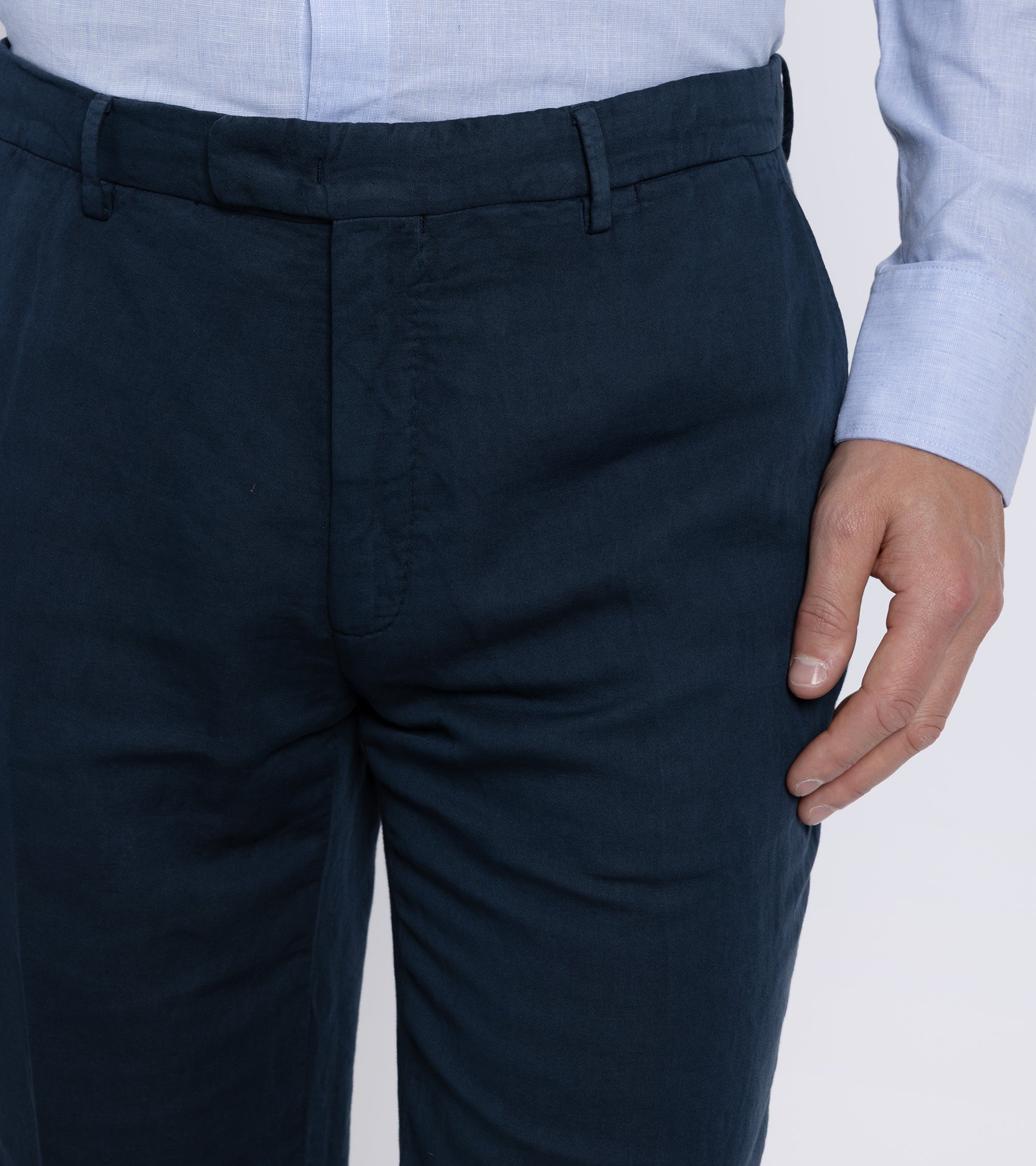 Boglioli Cotton Linen Trousers: Navy