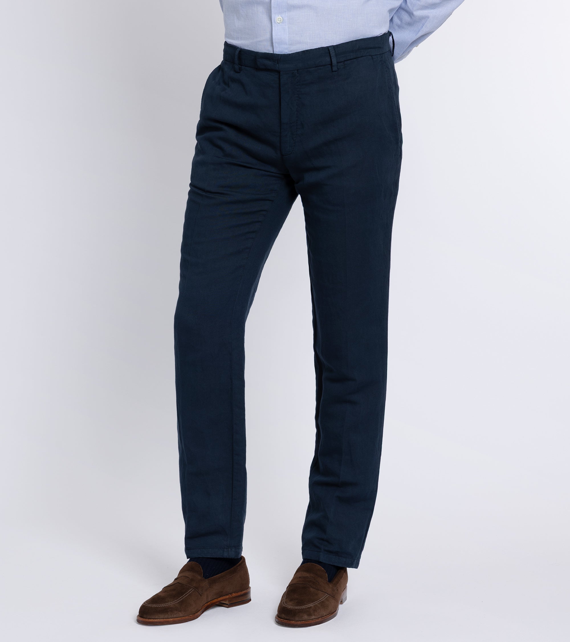 Boglioli Cotton Linen Trousers: Navy