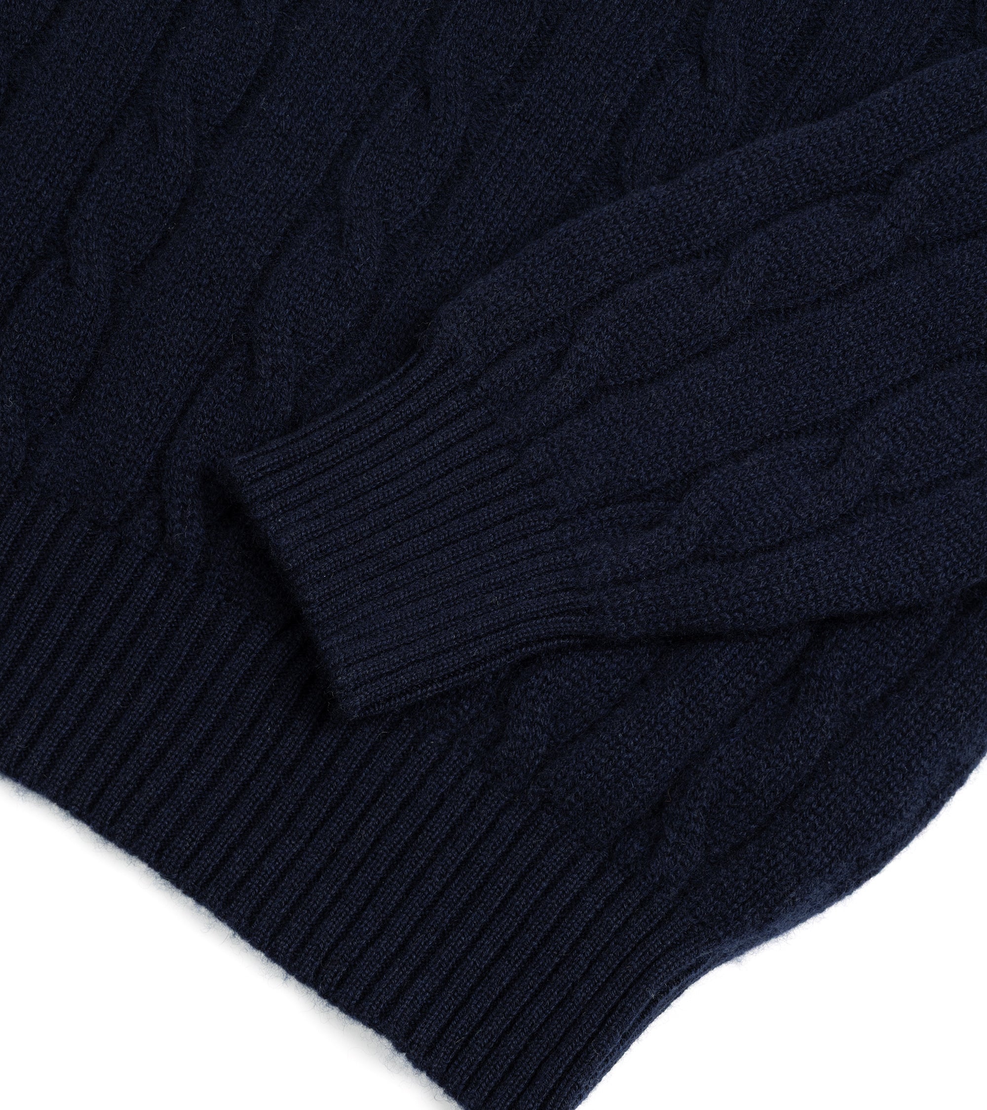 Trunk Hart Cashmere Cable Knit Crew Neck Sweater: Navy