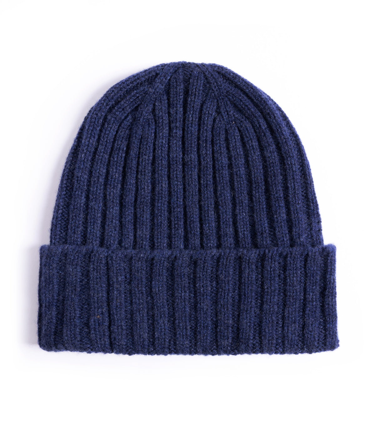 Trunk Lambswool Ribbed Beanie: Dark Blue