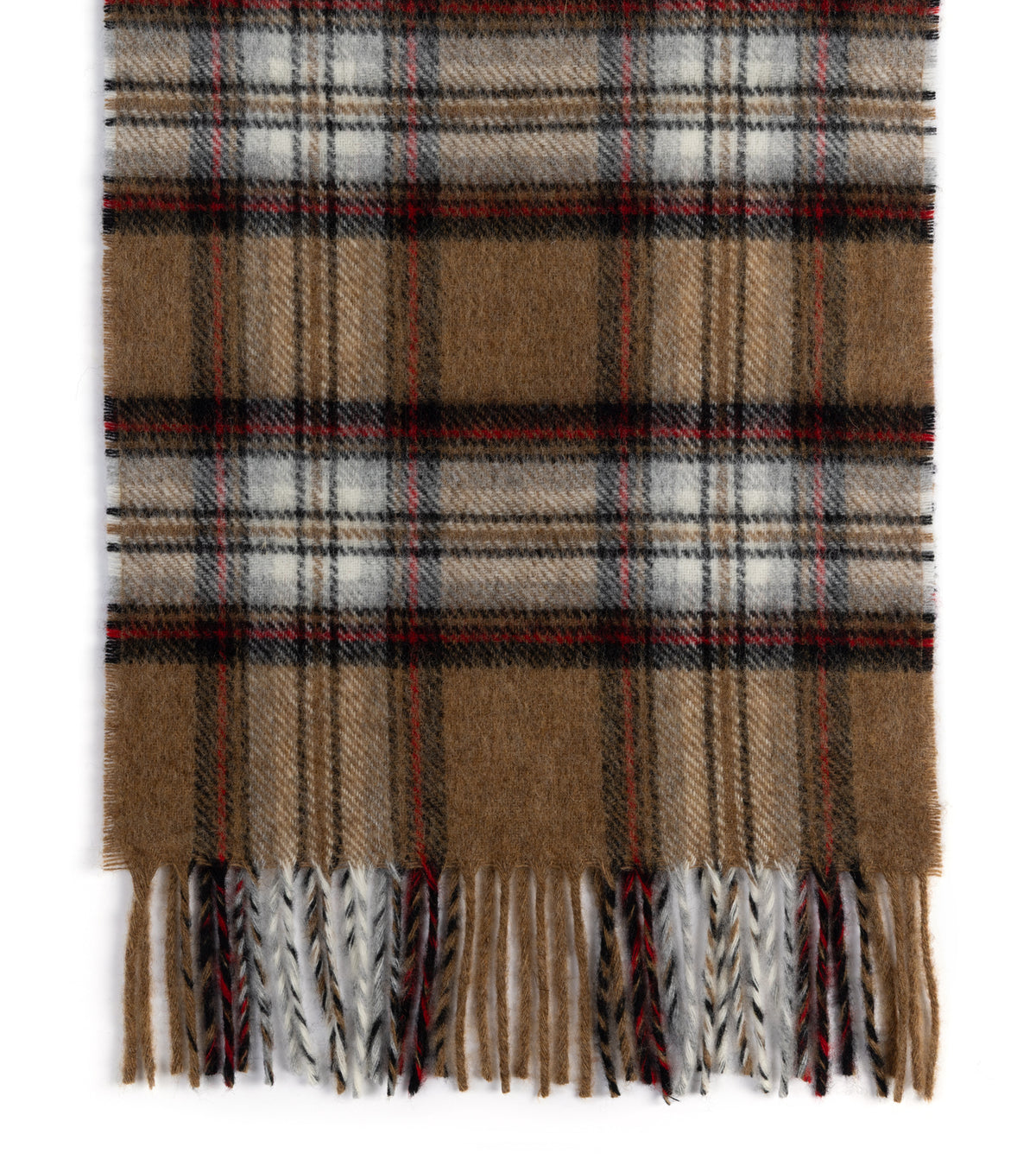 Trunk Moon Merino Check Scarf: Camel/Red