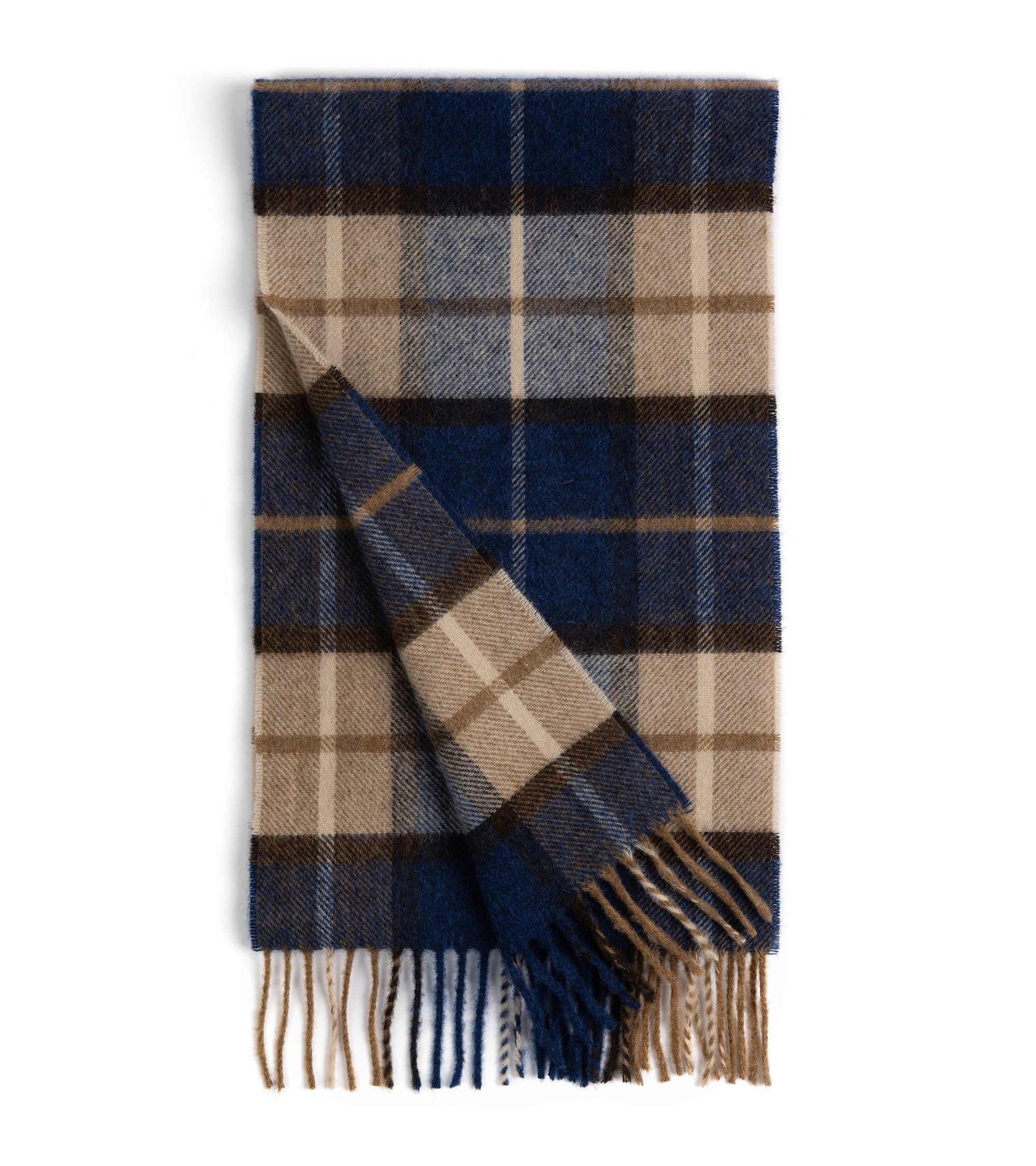 Trunk Moon Merino Check Scarf: Cobalt Blue
