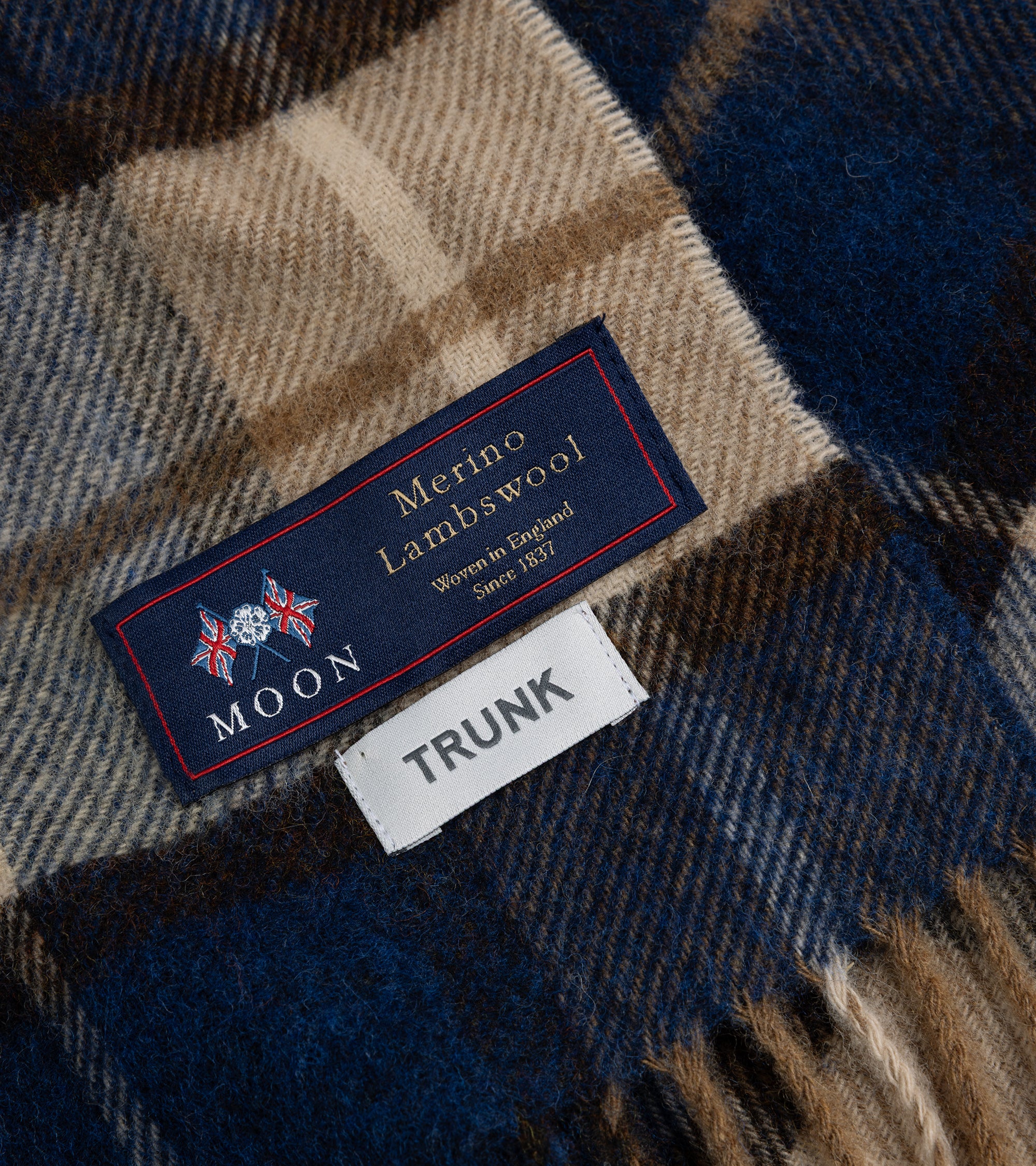 Trunk Moon Merino Check Scarf: Cobalt Blue