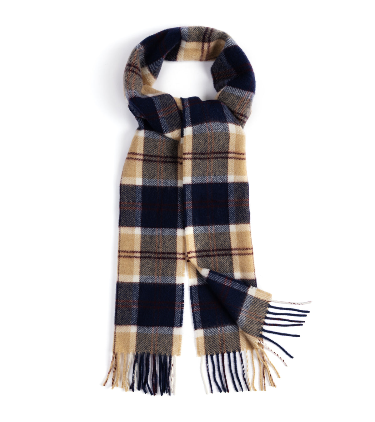 Trunk Moon Merino Check Scarf: Navy/Cream