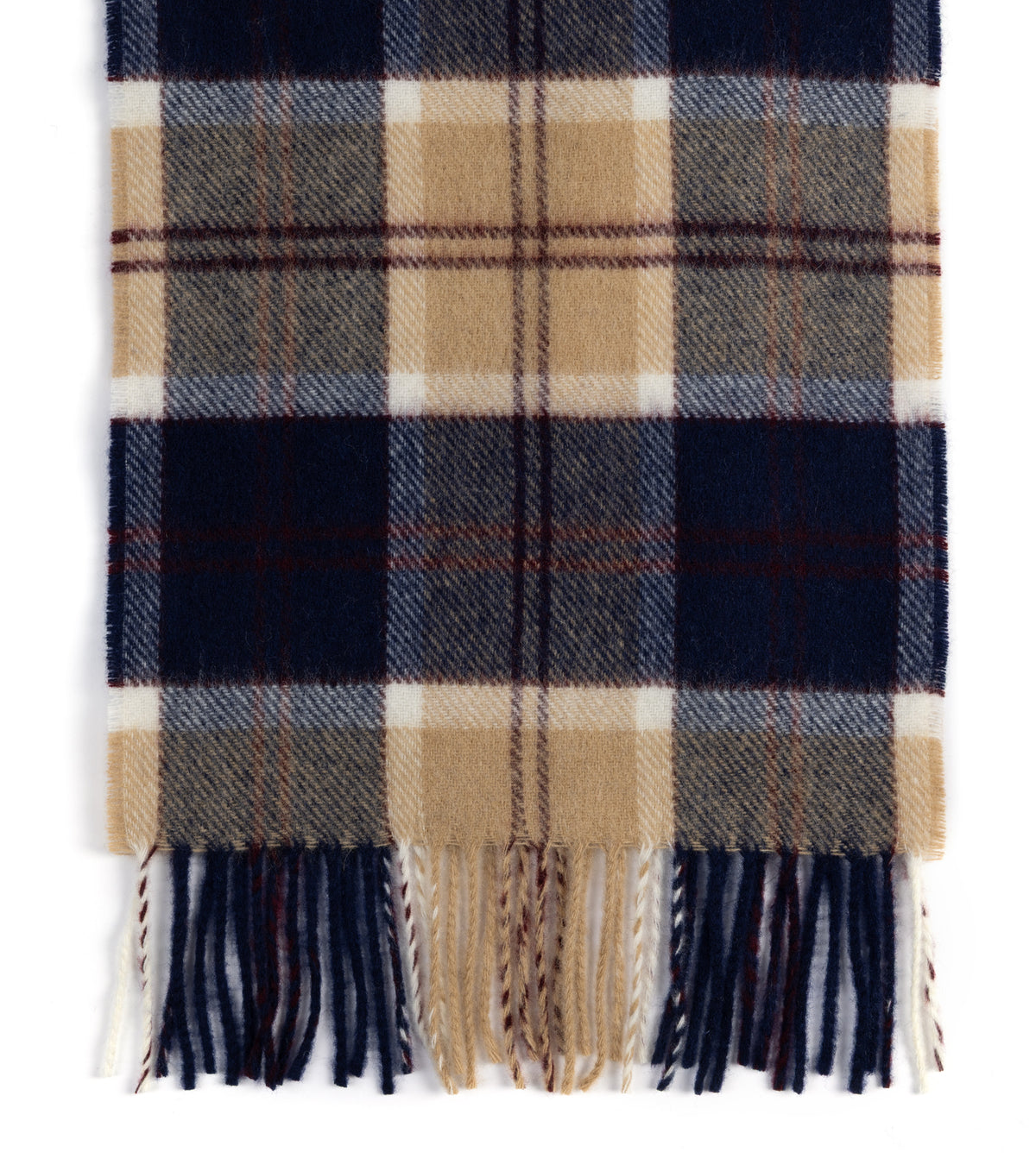 Trunk Moon Merino Check Scarf: Navy/Cream