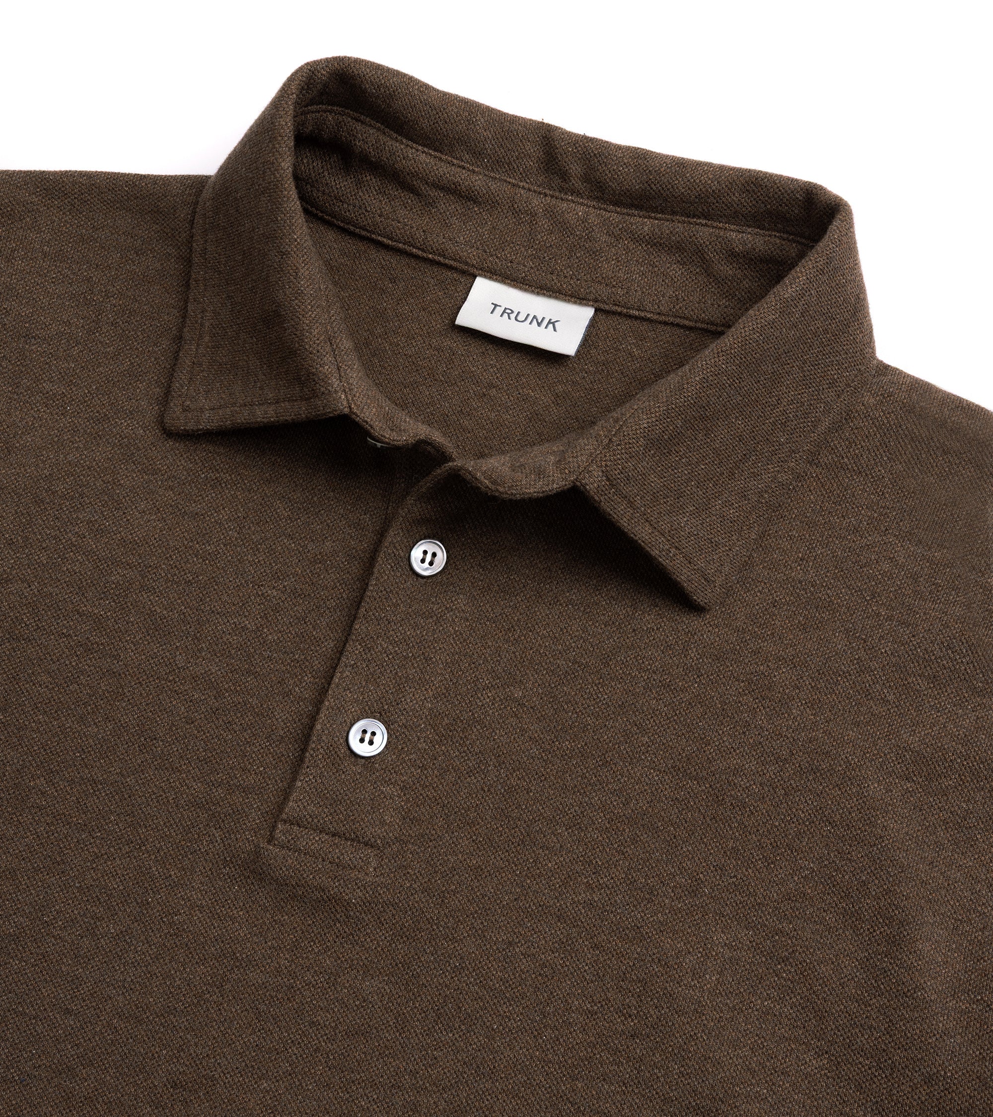 Trunk Moxon Long Sleeve Polo Shirt: Brown Marl