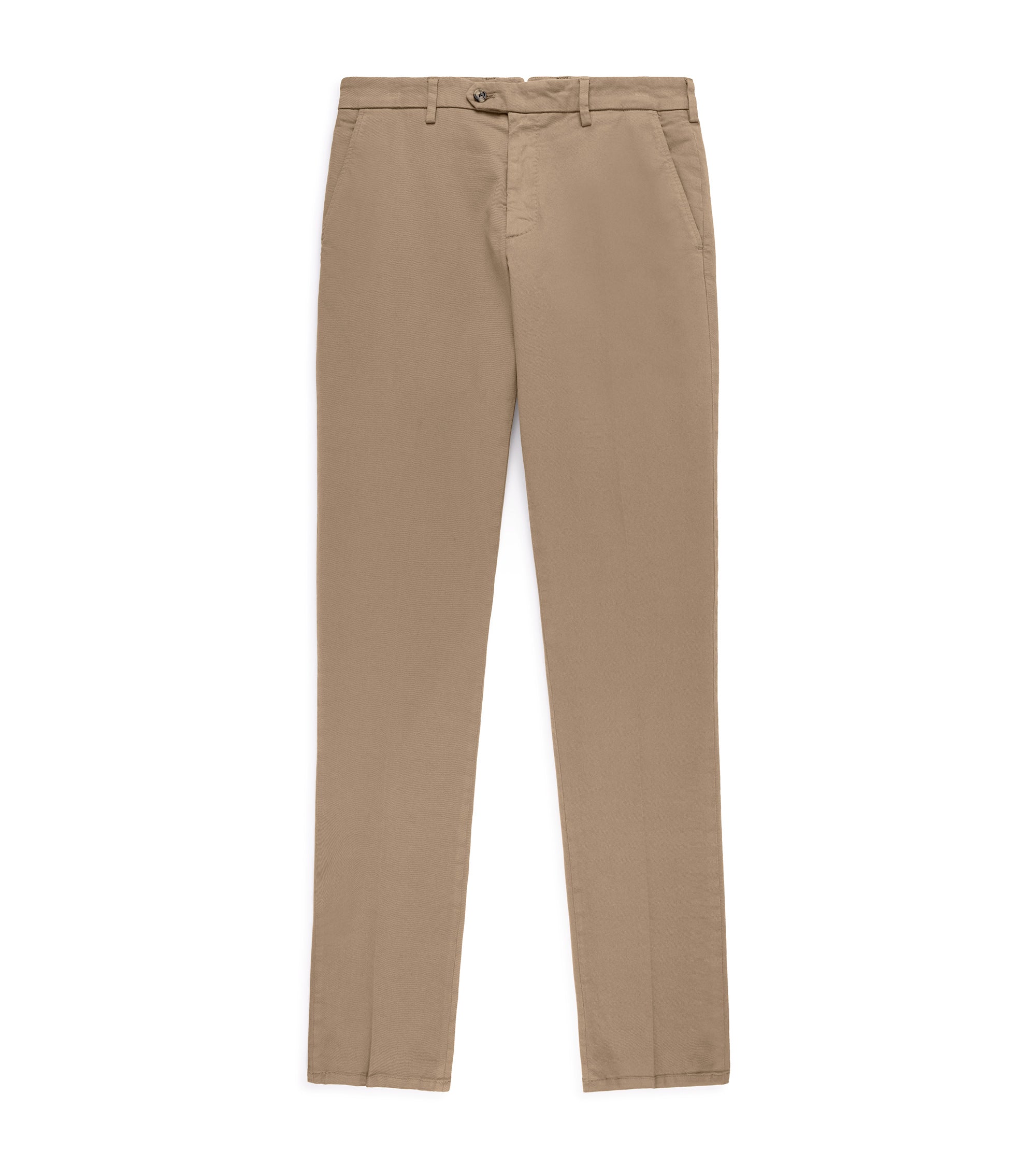 Trunk Palmer Flat Front Cotton Twill Trousers: Dark Beige