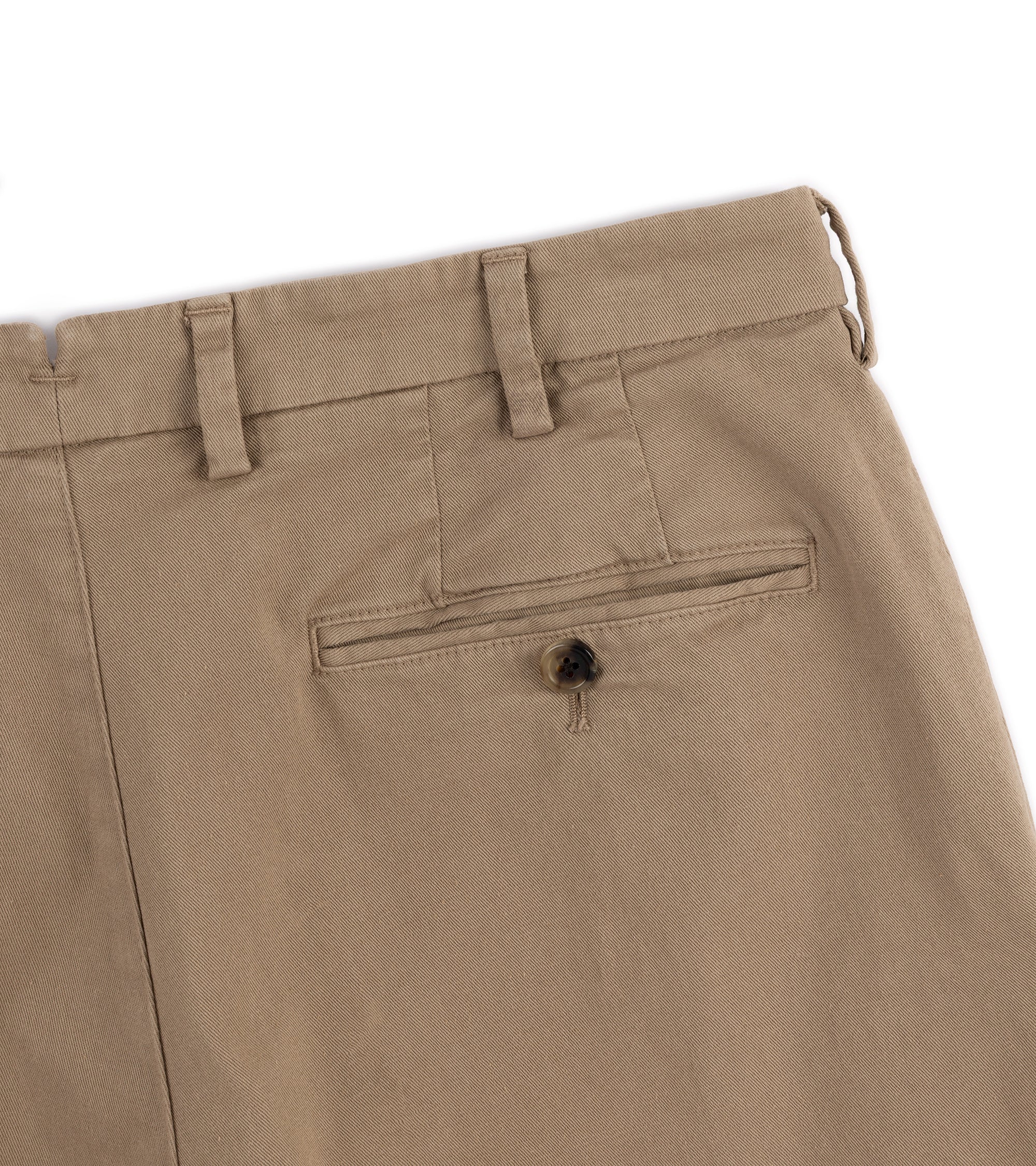Trunk Palmer Flat Front Cotton Twill Trousers: Dark Beige