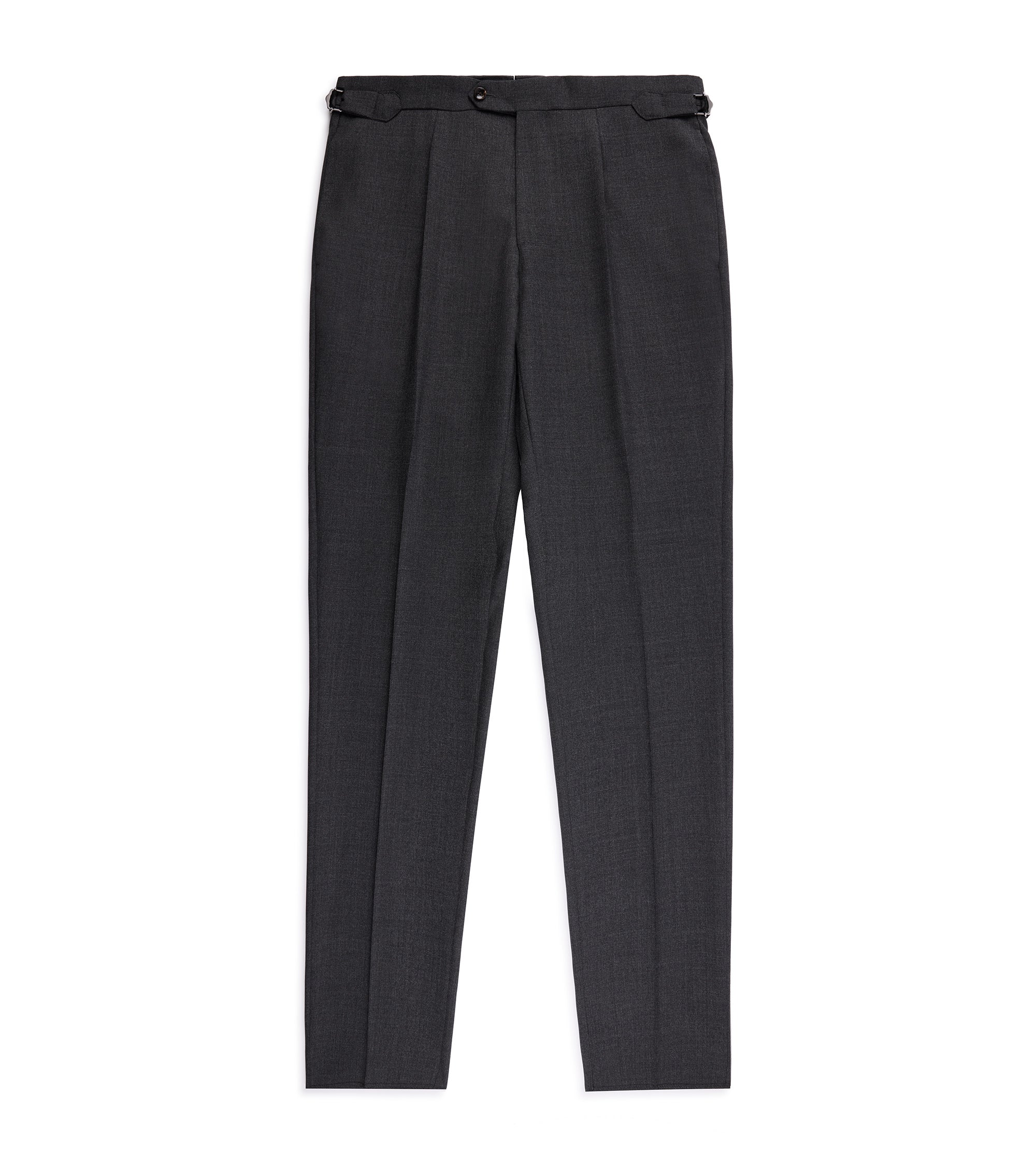 Trunk Warwick High Twist Wool Pleated Suit Trousers: Grey