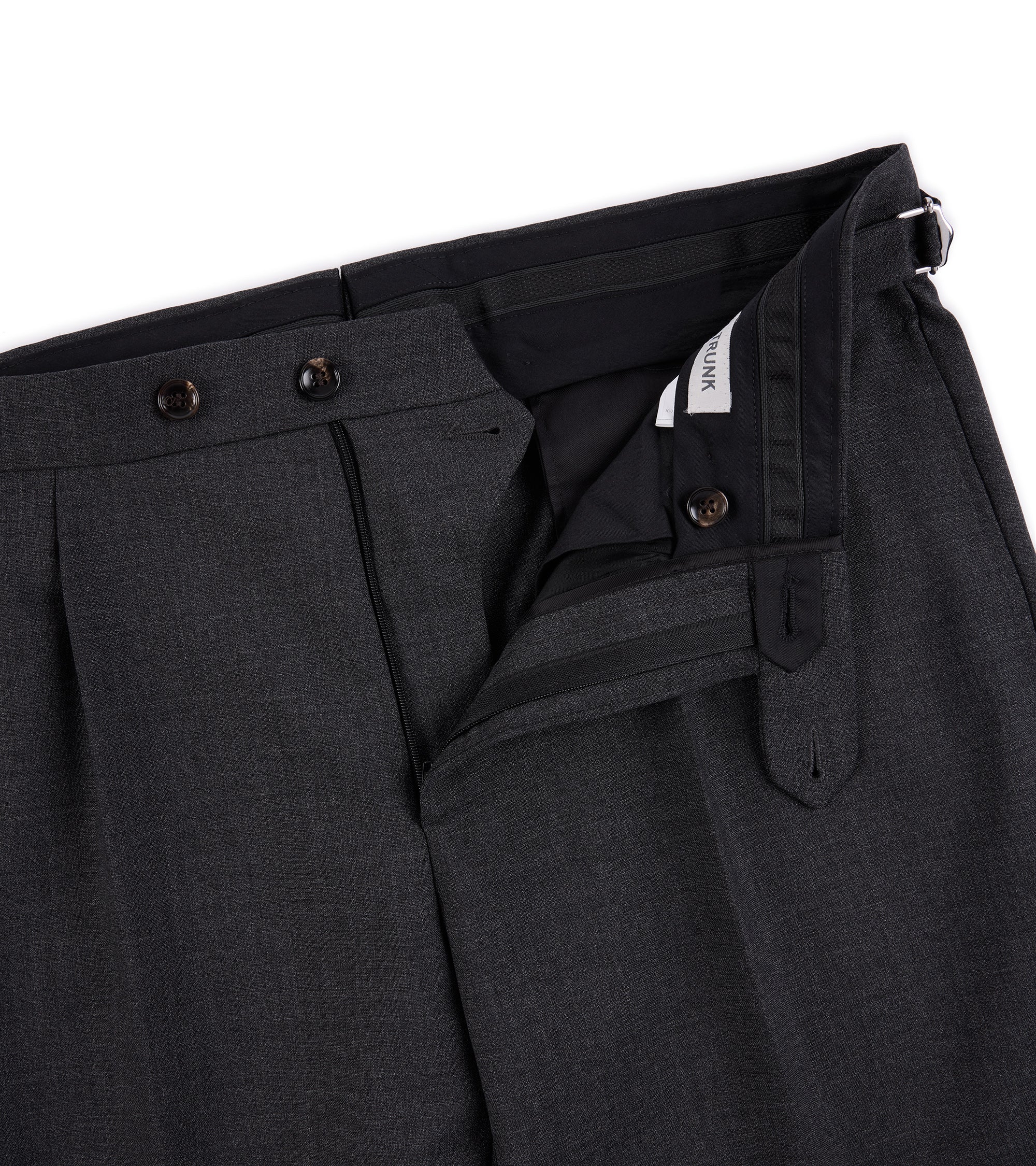 Trunk Warwick High Twist Wool Pleated Suit Trousers: Grey