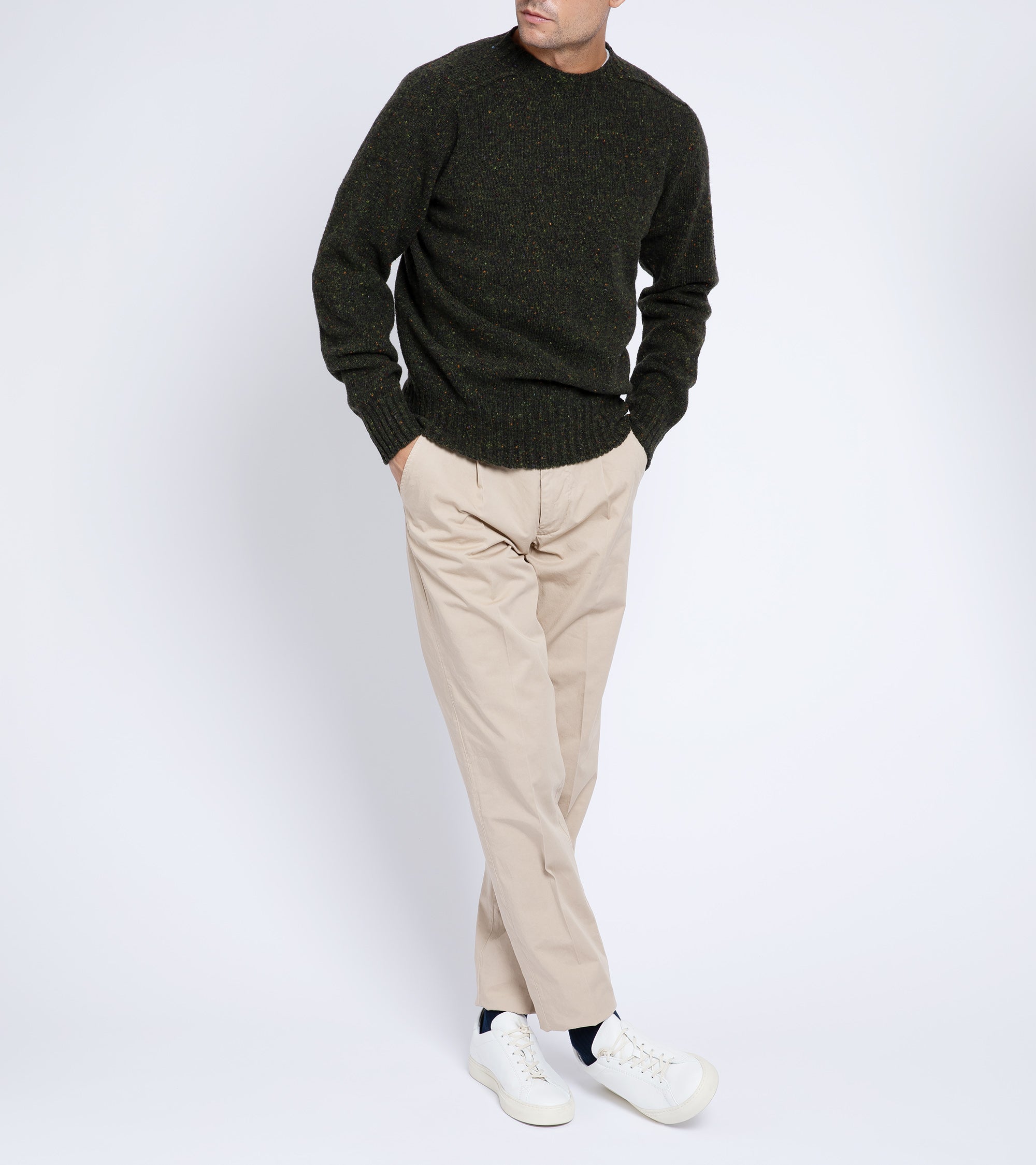 Trunk Hollen Single Pleat Cotton Trousers: Beige