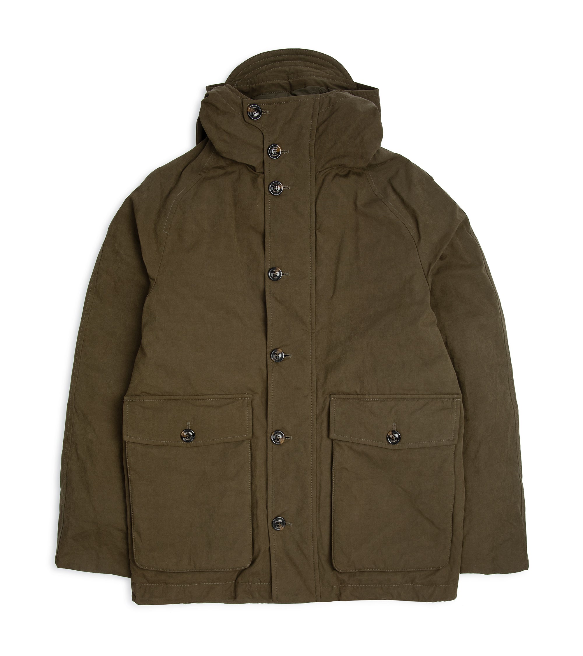 Waxed cotton hooded shop jacket