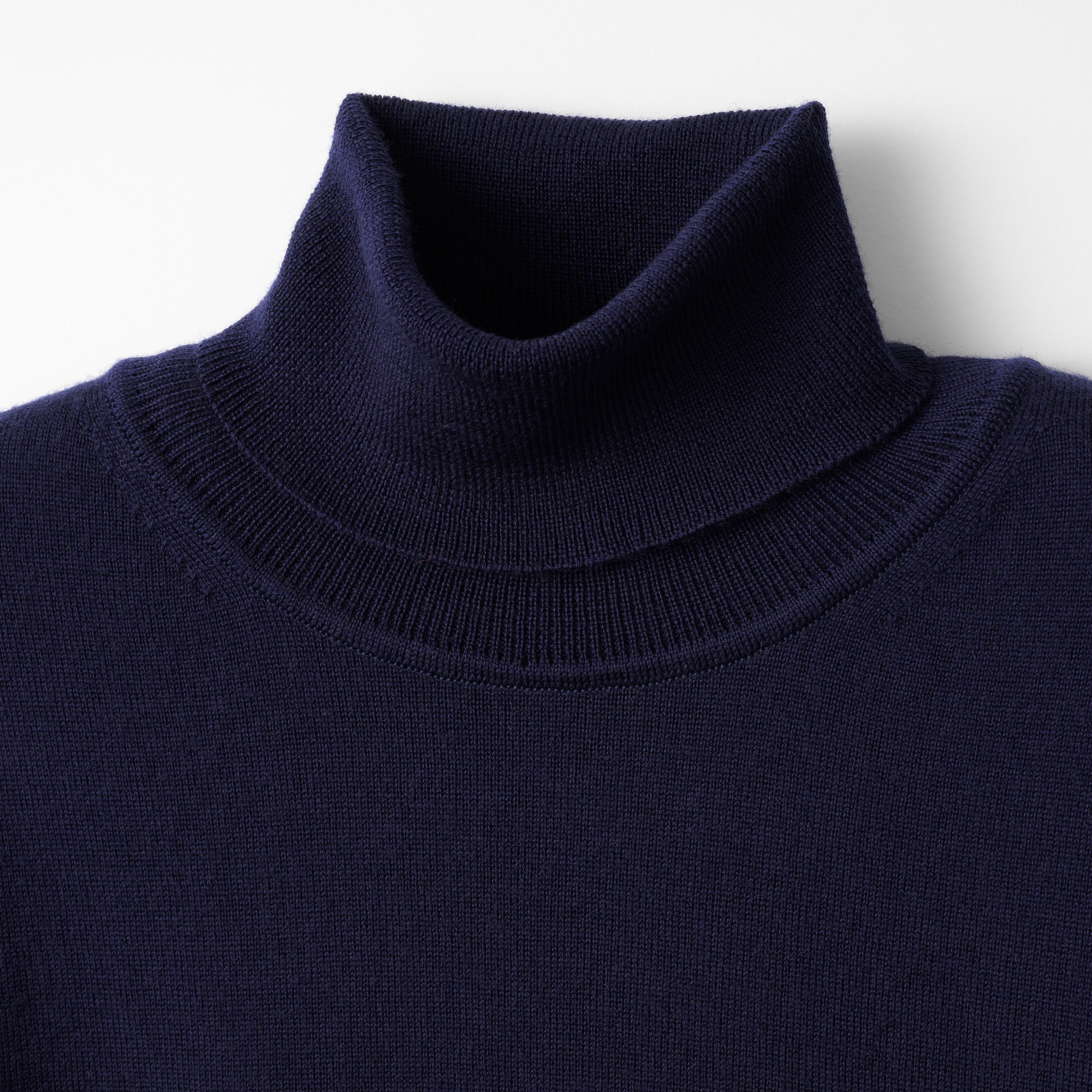 Mooncastle Lightweight Merino Roll Neck Sweater: Navy