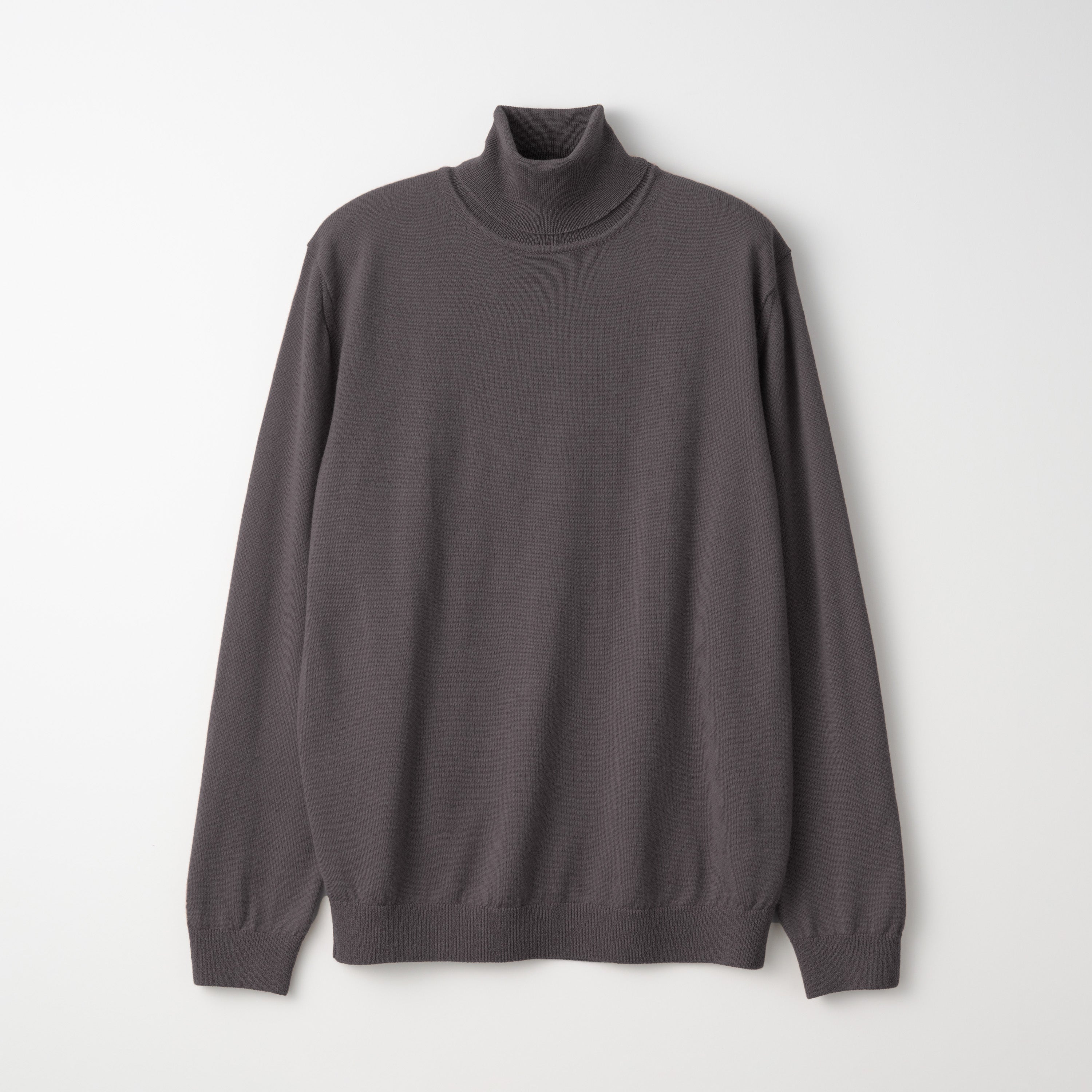 Mooncastle Lightweight Merino Roll Neck Sweater: Charcoal