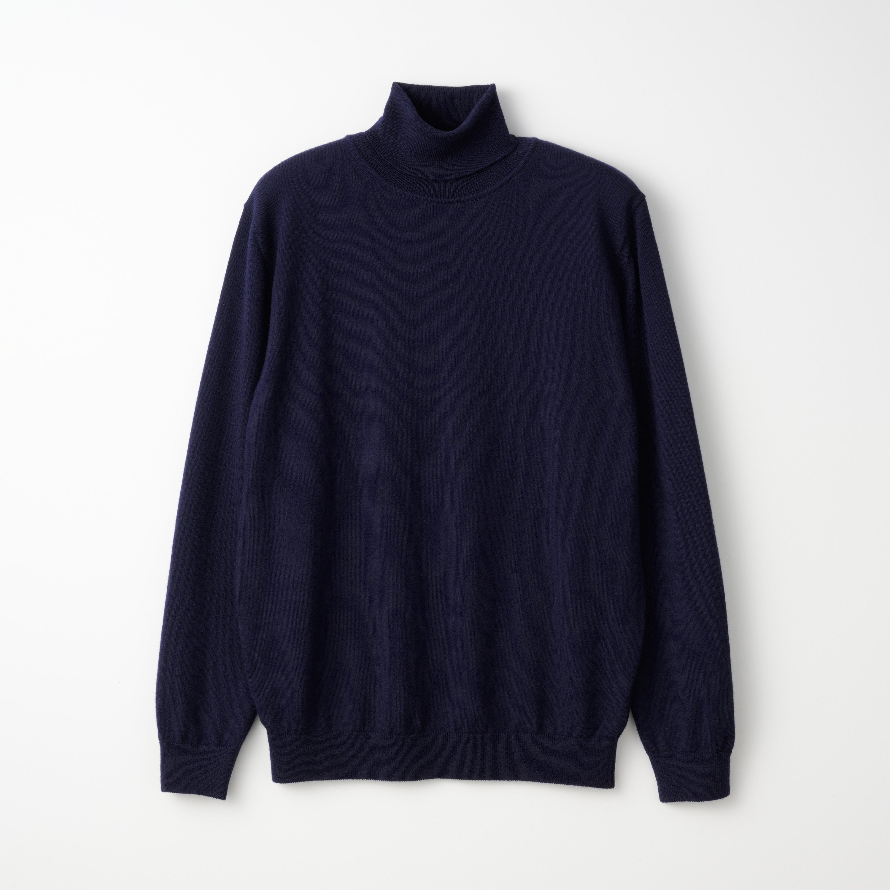 Mooncastle Lightweight Merino Roll Neck Sweater: Navy