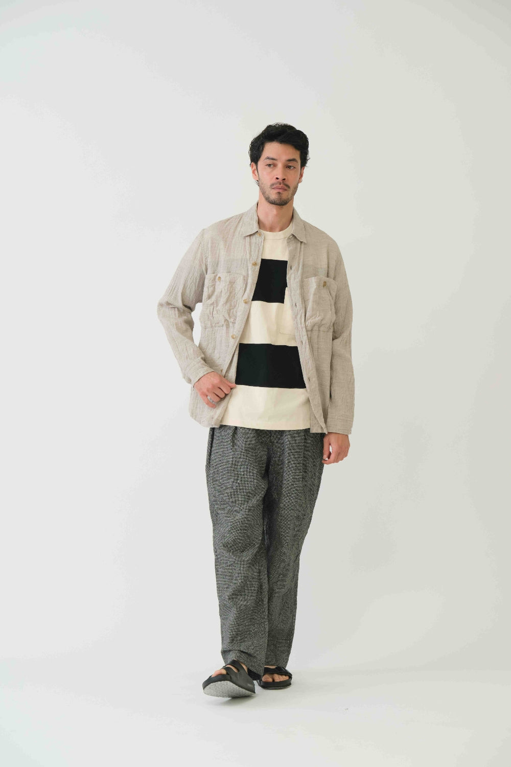 ジャケット・アウター 26ss COTTON/LINEN SLAB LAWN SHIRT JACKET Sage de Cret Linen Cotton Washed Lawn Cloth Work Shirt Jacket: Ecru