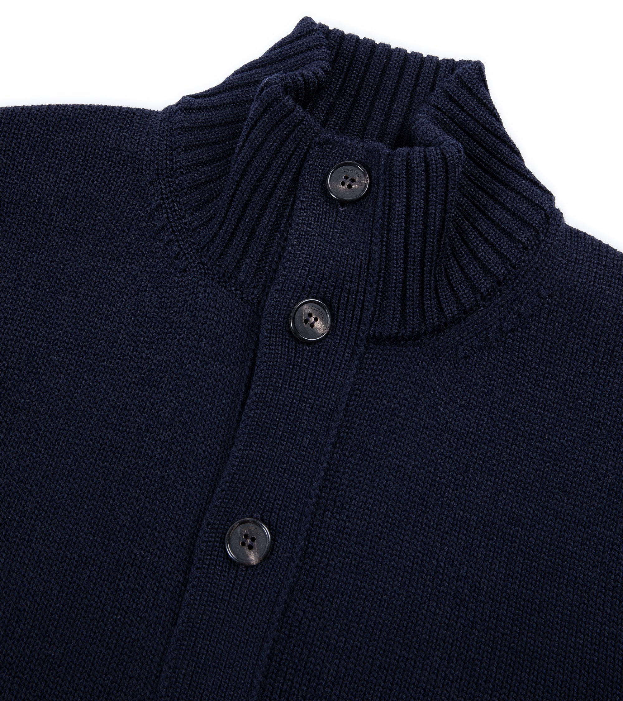 Zanone 7 Gauge Wool Cardigan: Navy