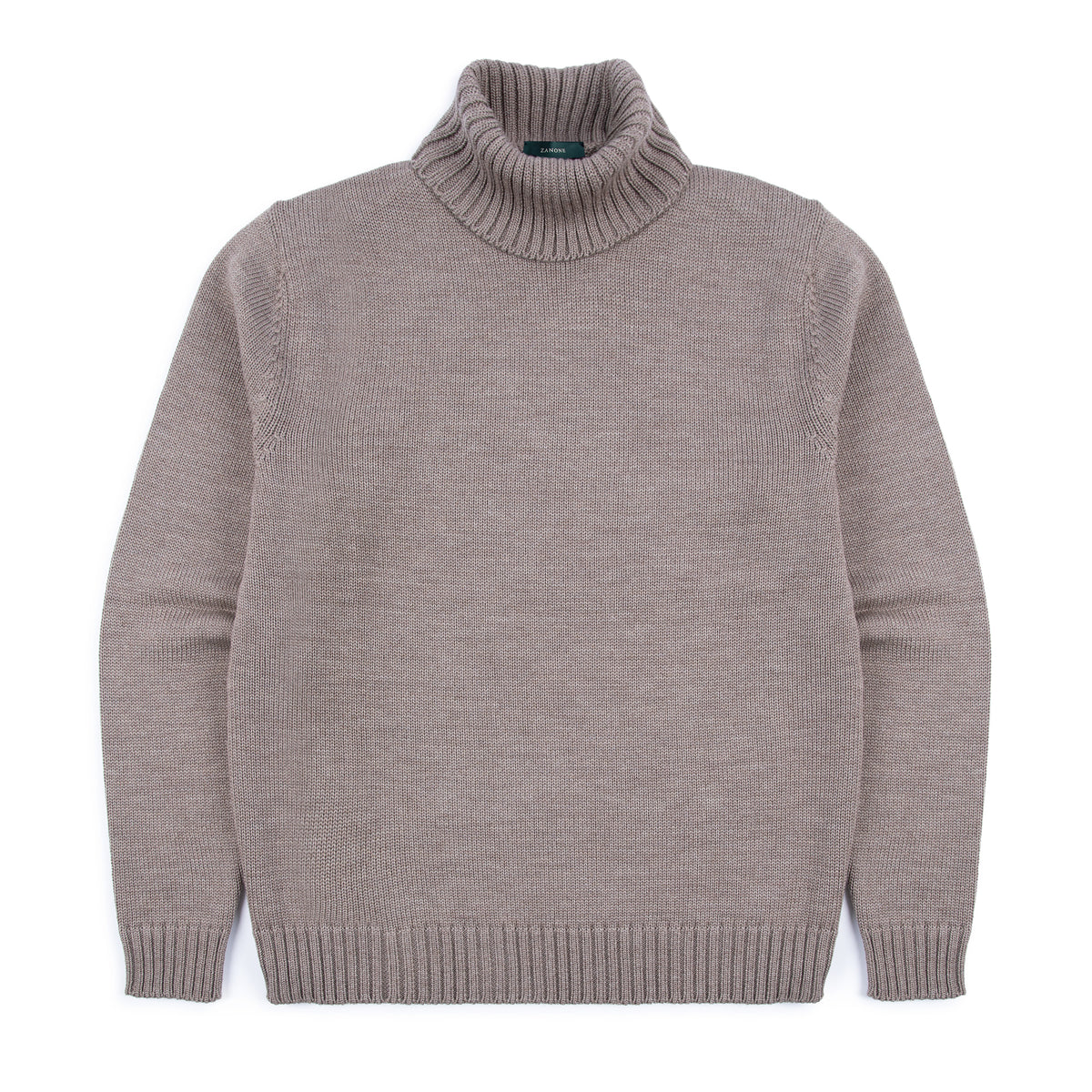 Zanone 5 Gauge Merino Roll Neck Sweater: Beige