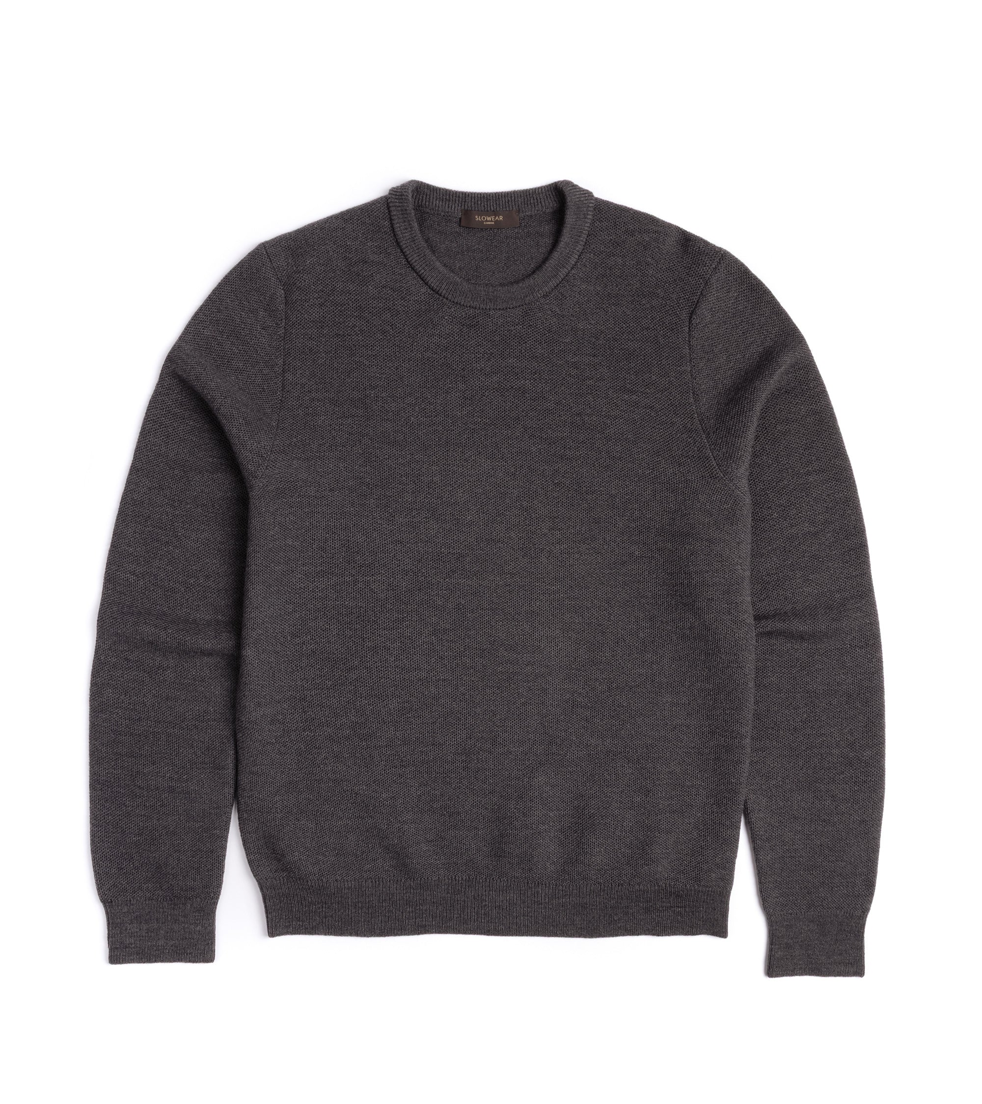 Zanone Wool Honeycomb Crew Neck Sweater: Grey