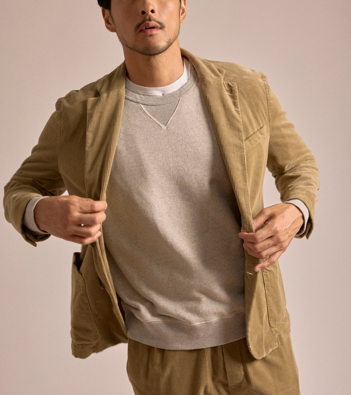Barena Borgo Cortivo Cotton Corduroy Jacket in putty, product photo.