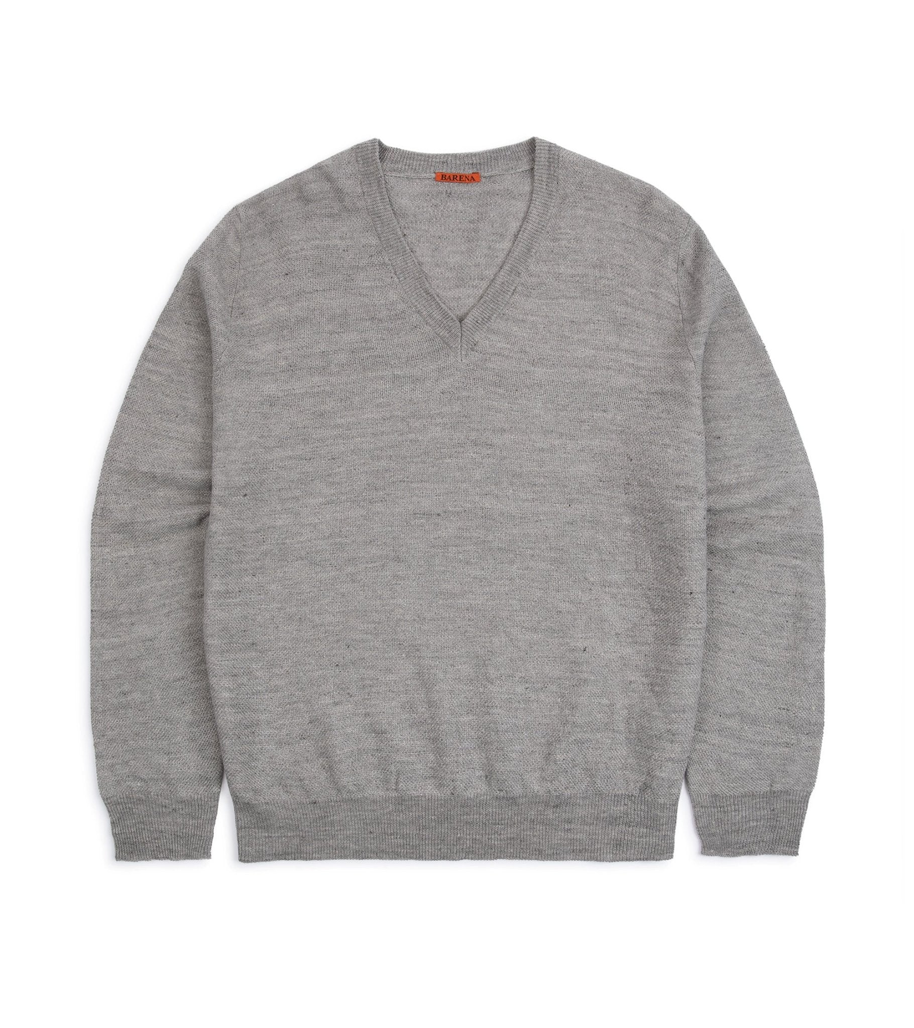 Barena Vignal Slissa Cotton Linen V-Neck Sweater: Grey - Trunk Clothiers