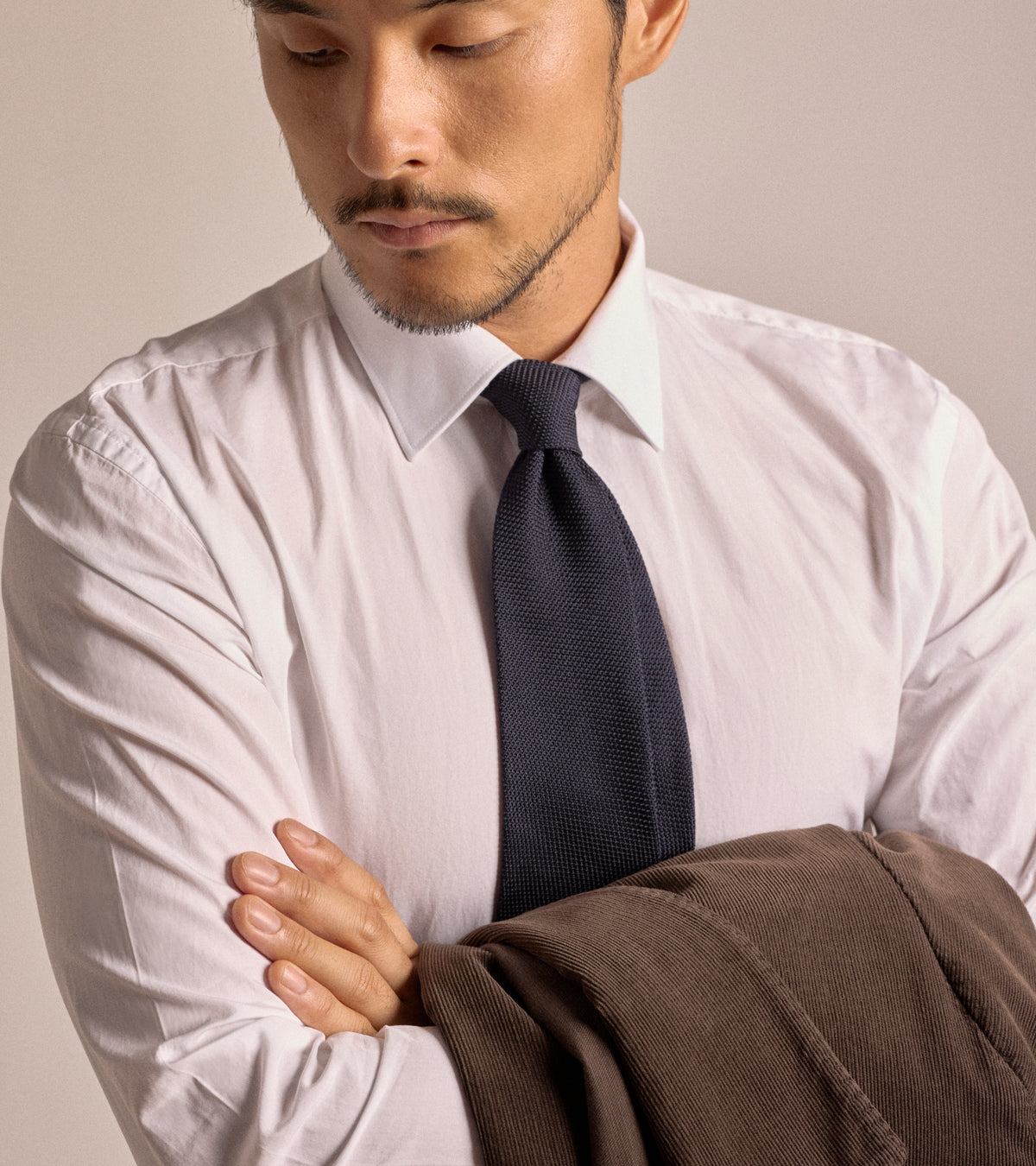 Bigi Fine Silk Grenadine Tie: Navy