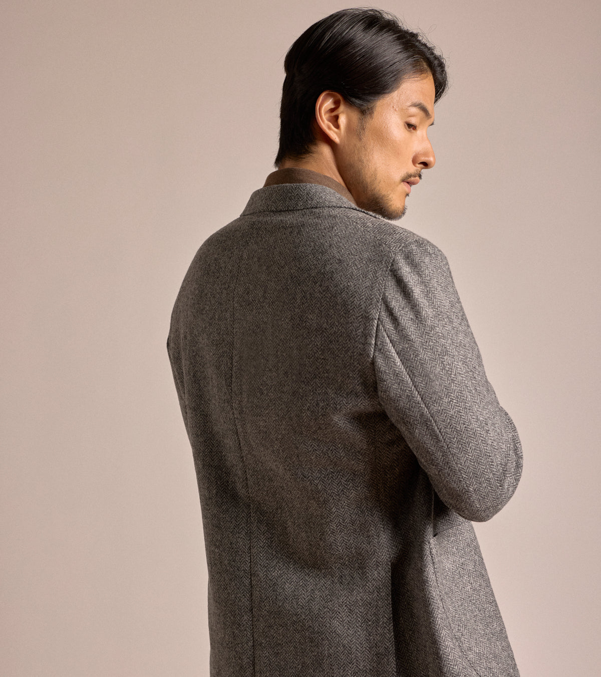 Caruso Aida Shetland Wool Herringbone Jacket: Grey
