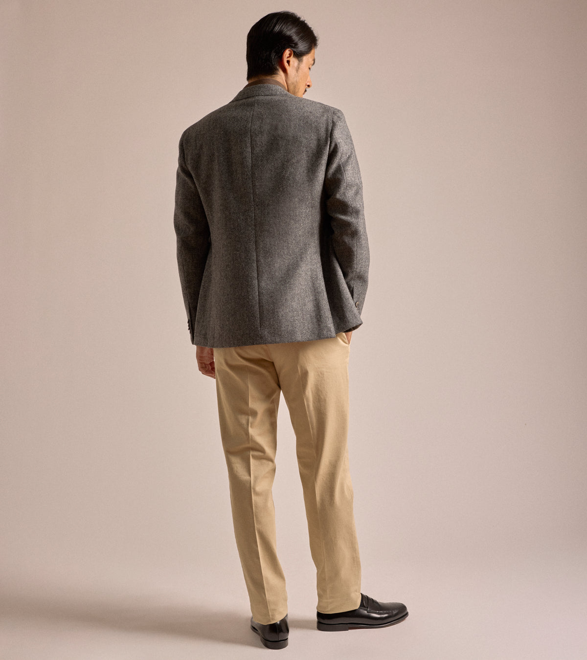 Caruso Aida Shetland Wool Herringbone Jacket: Grey