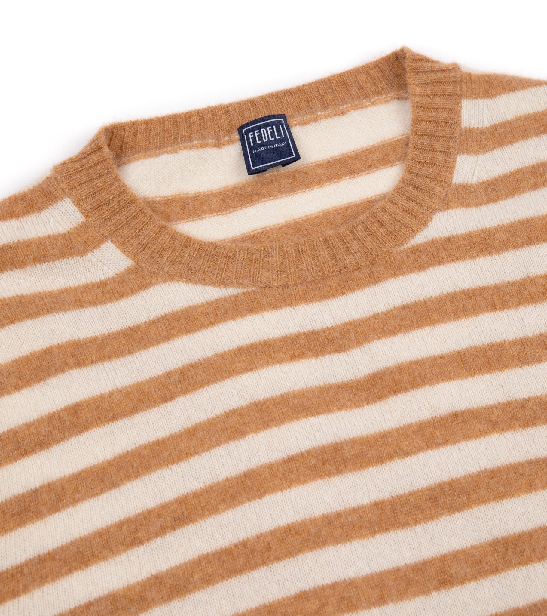 Fedeli Light Striped Cashmere Sweater: Honey - Trunk Clothiers