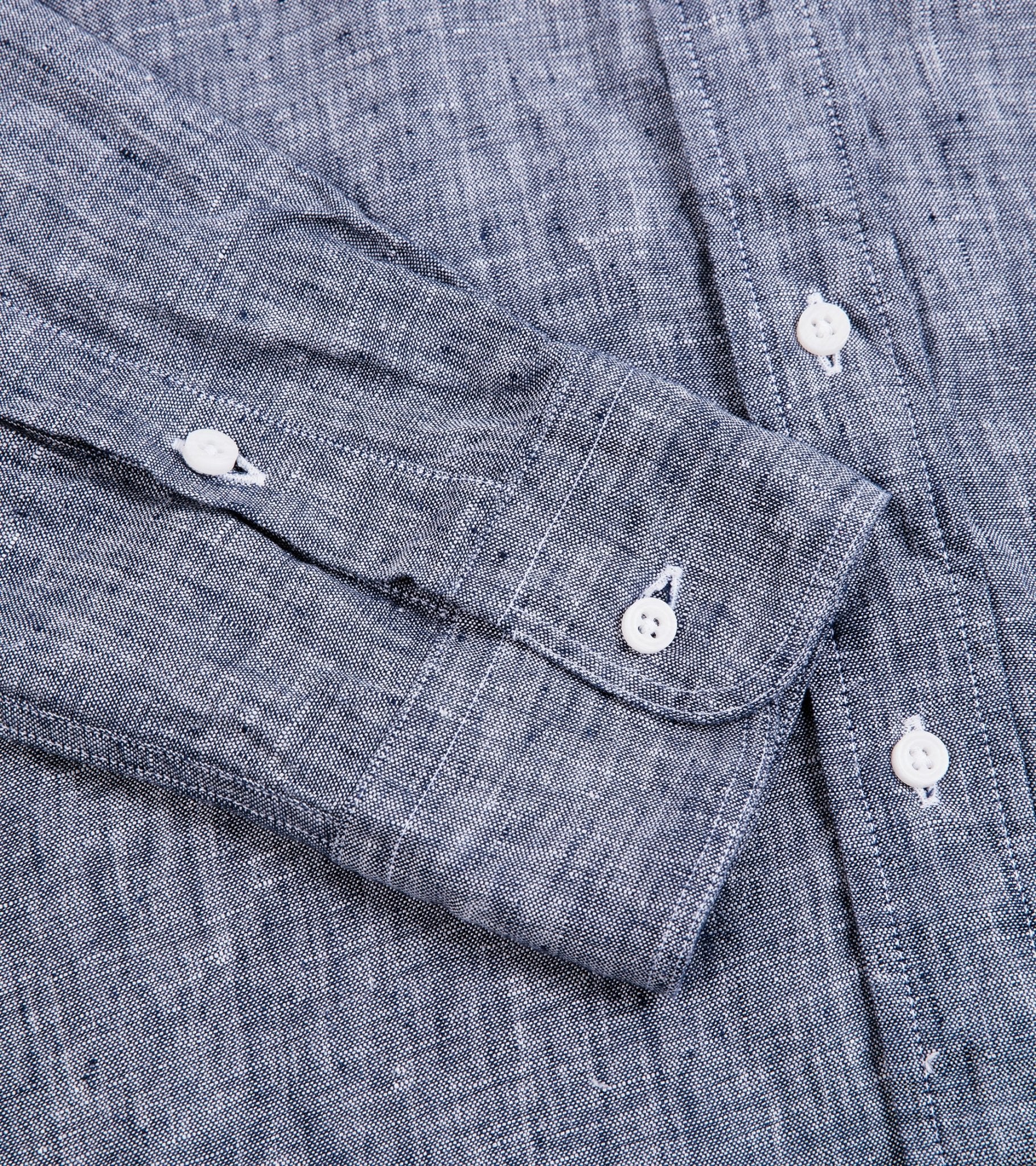 Gitman Vintage Slubby Japanese Linen Button Down Shirt: Navy - Trunk Clothiers