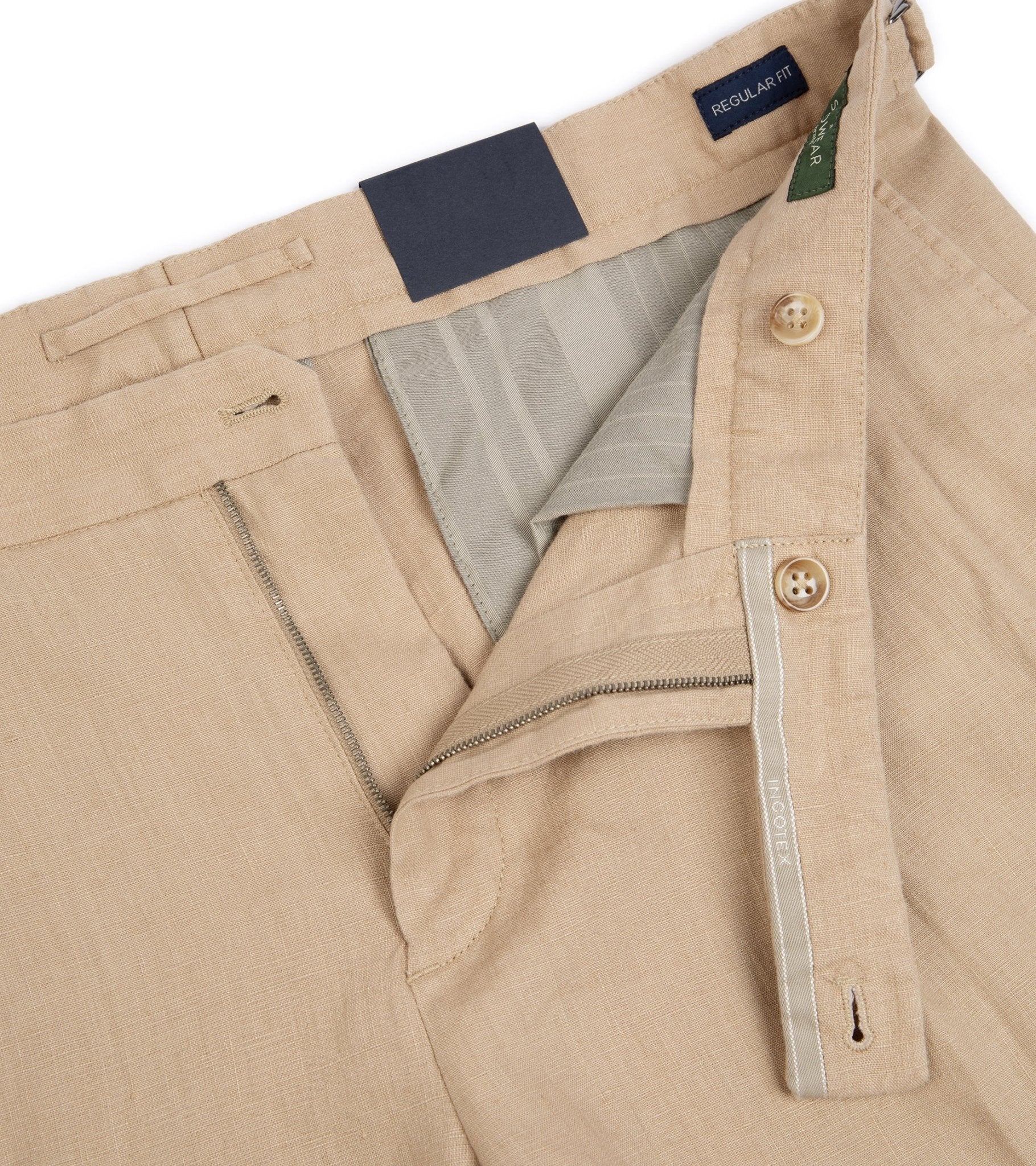 Incotex Linen Pleated Shorts: Tan - Trunk Clothiers