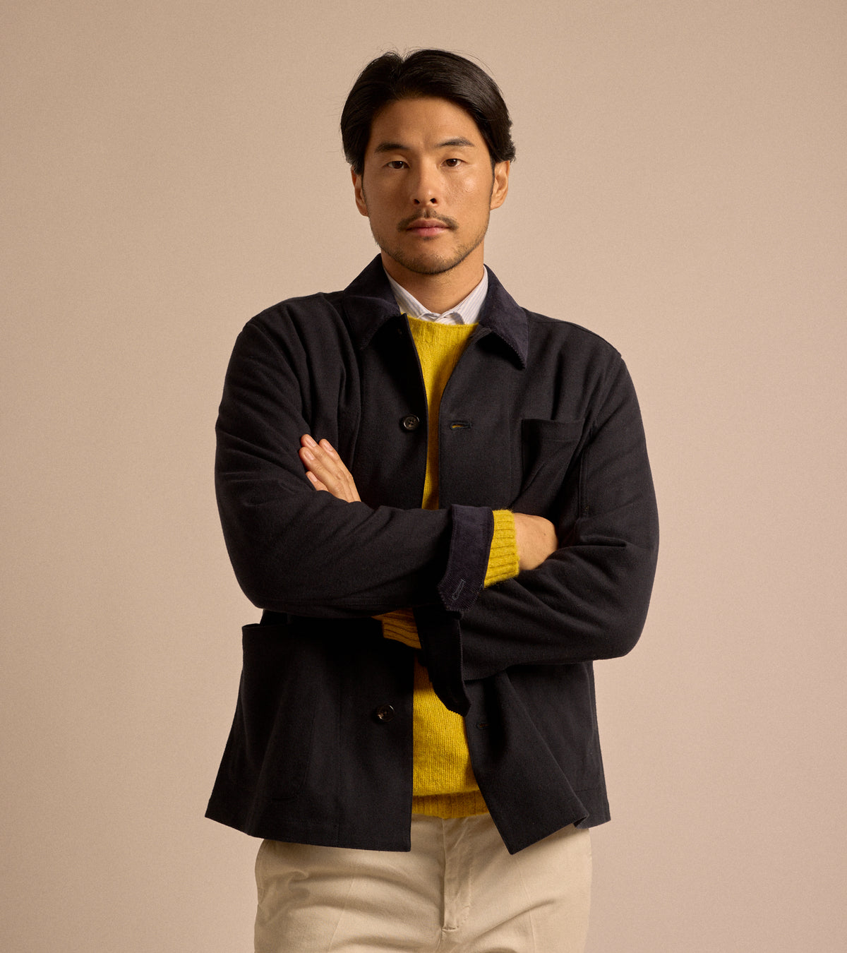 Trunk Coleman Brushed Japanese Cotton Jacket in navy, product photo.