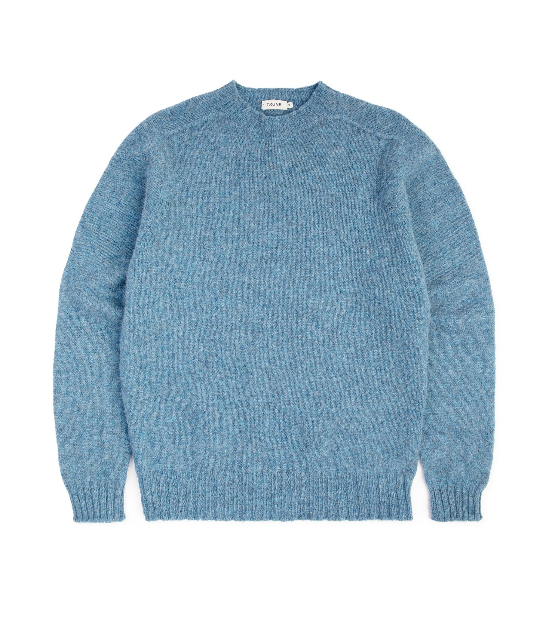 Trunk Berwick Brushed Shetland Crew Sweater: Denim Blue - Trunk Clothiers