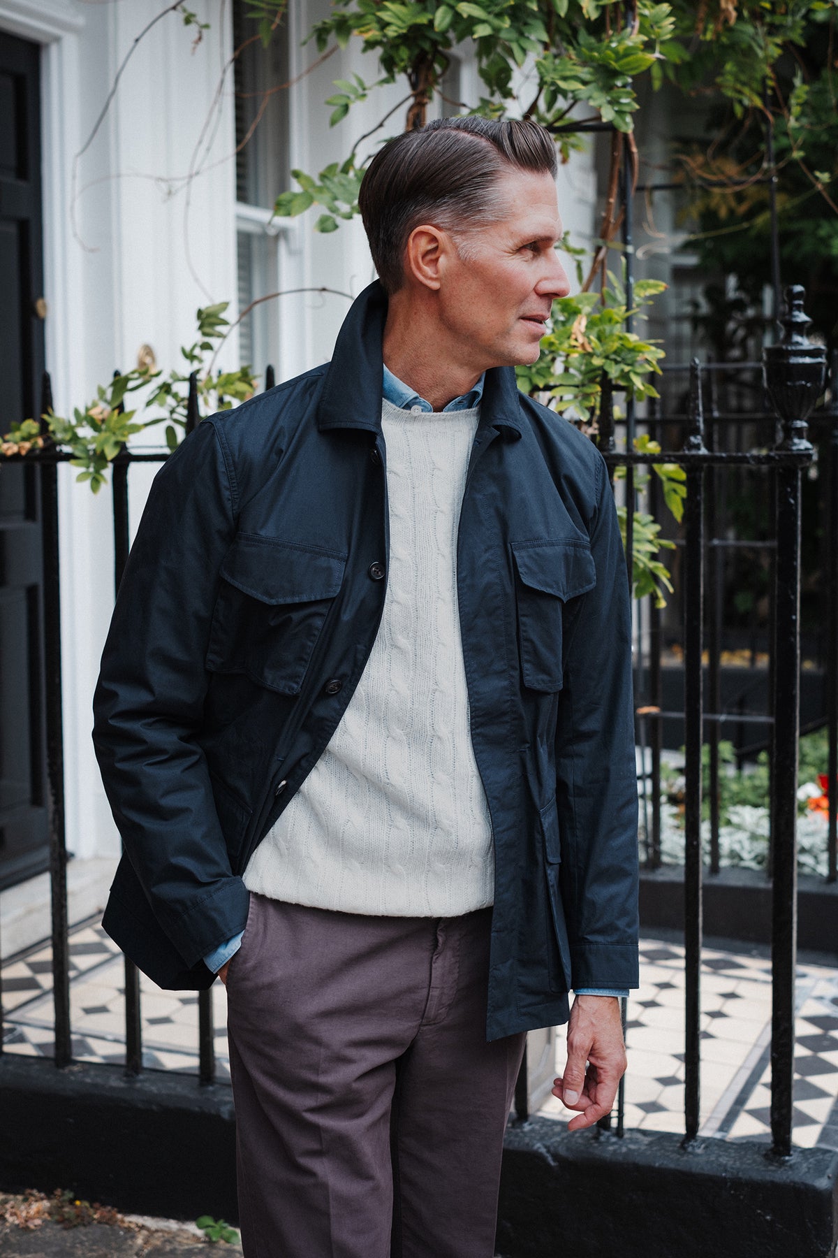 Trunk Blandford Waxed Cotton Field Jacket: Navy