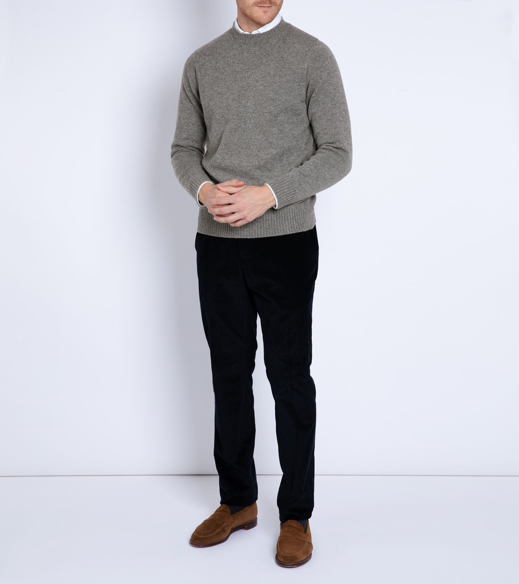 Trunk Crawford Cashmere Crew Neck Sweater: Grey Flannel - Trunk Clothiers