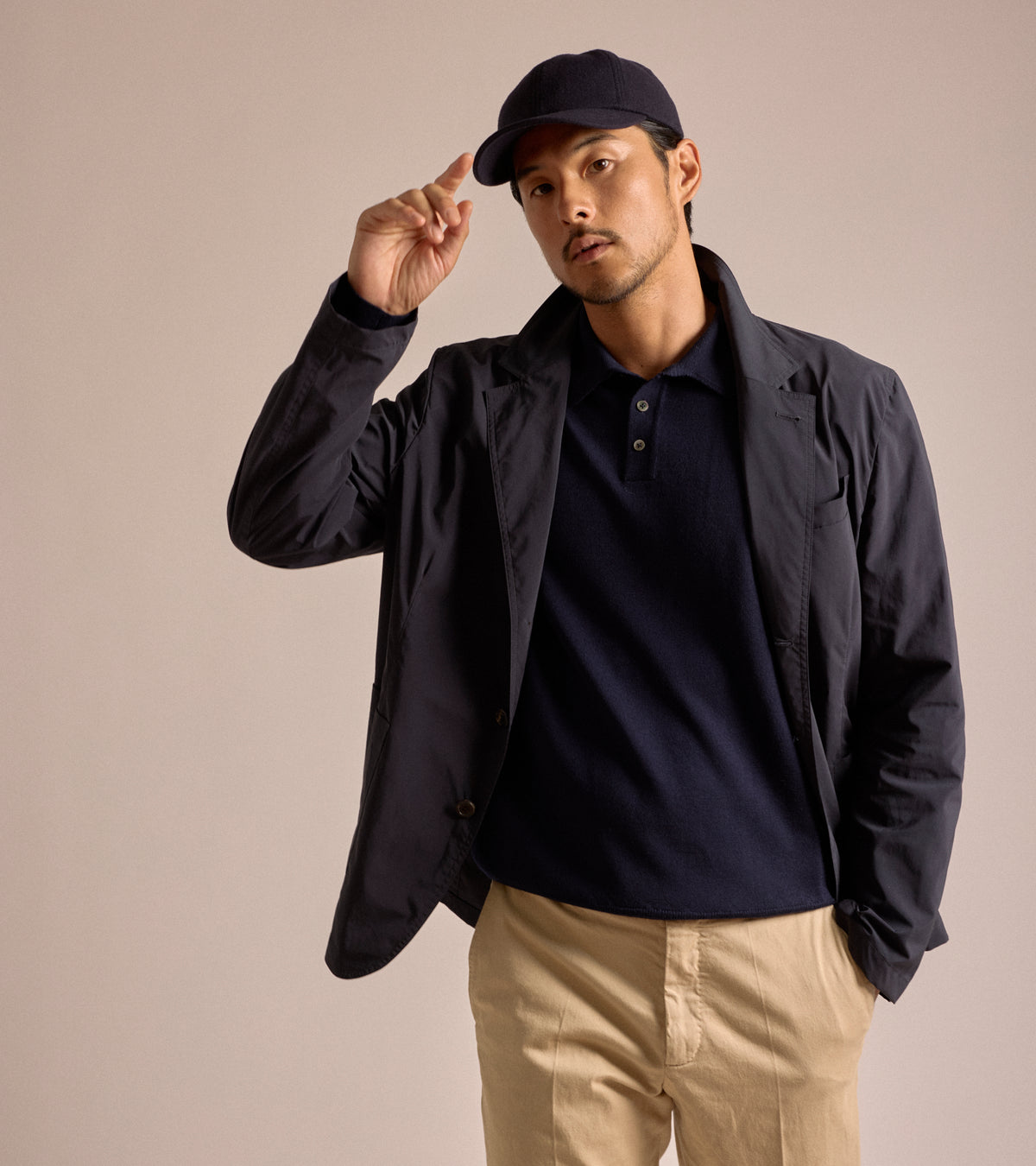 Trunk Culcross Japanese Nylon Showerproof Jacket: Navy