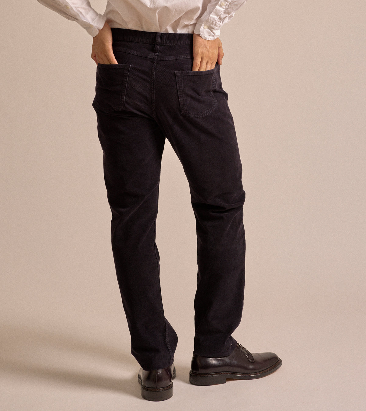 Trunk Dean Corduroy 5 Pocket Trousers in navy, product photo.