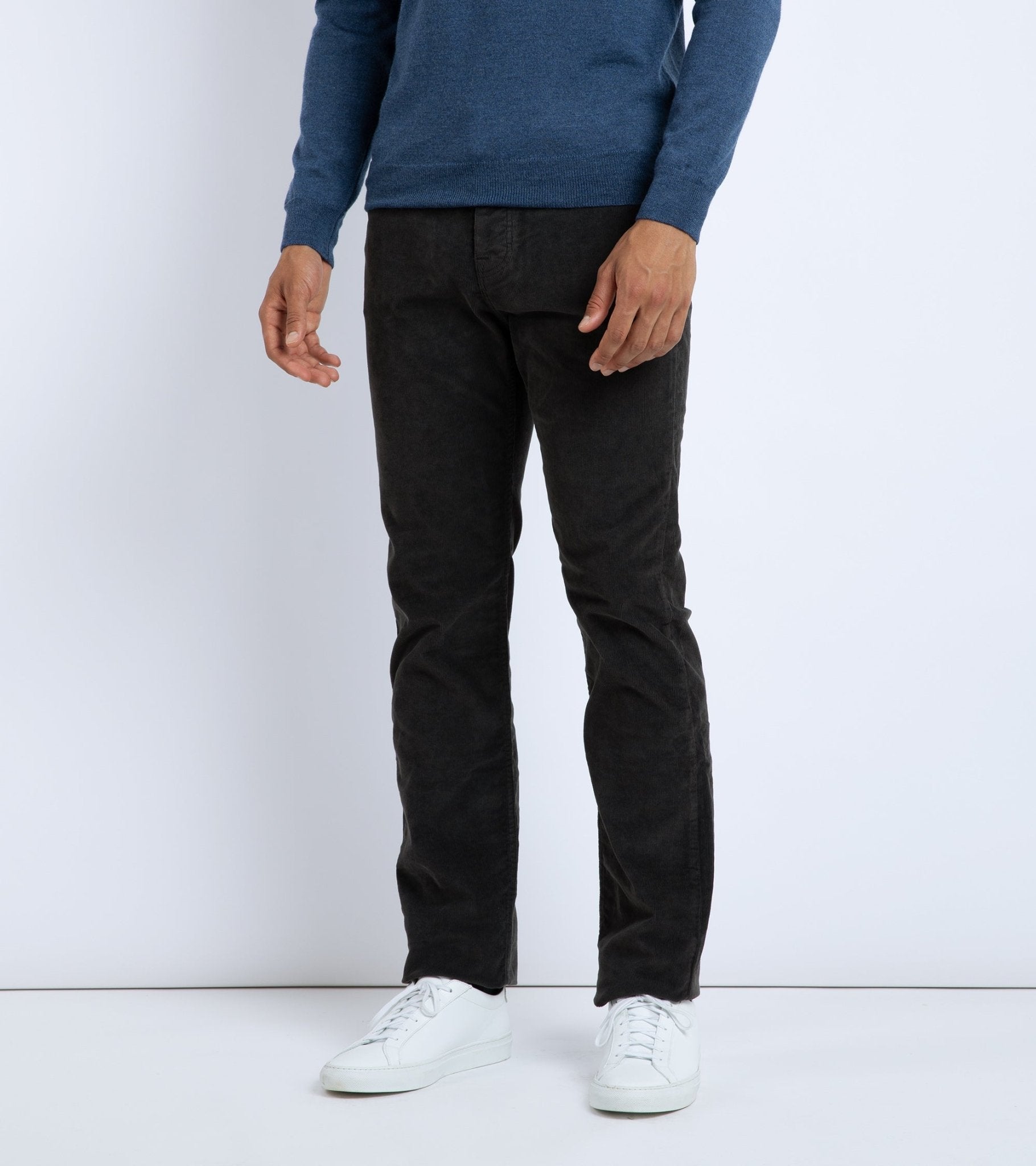Trunk Duke Corduroy 5 Pocket Trousers: Dark Grey - Trunk Clothiers