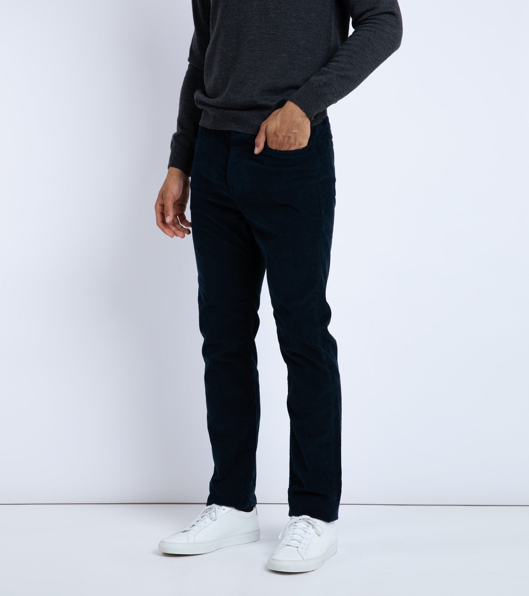 Trunk Duke Corduroy 5 Pocket Trousers: Navy - Trunk Clothiers