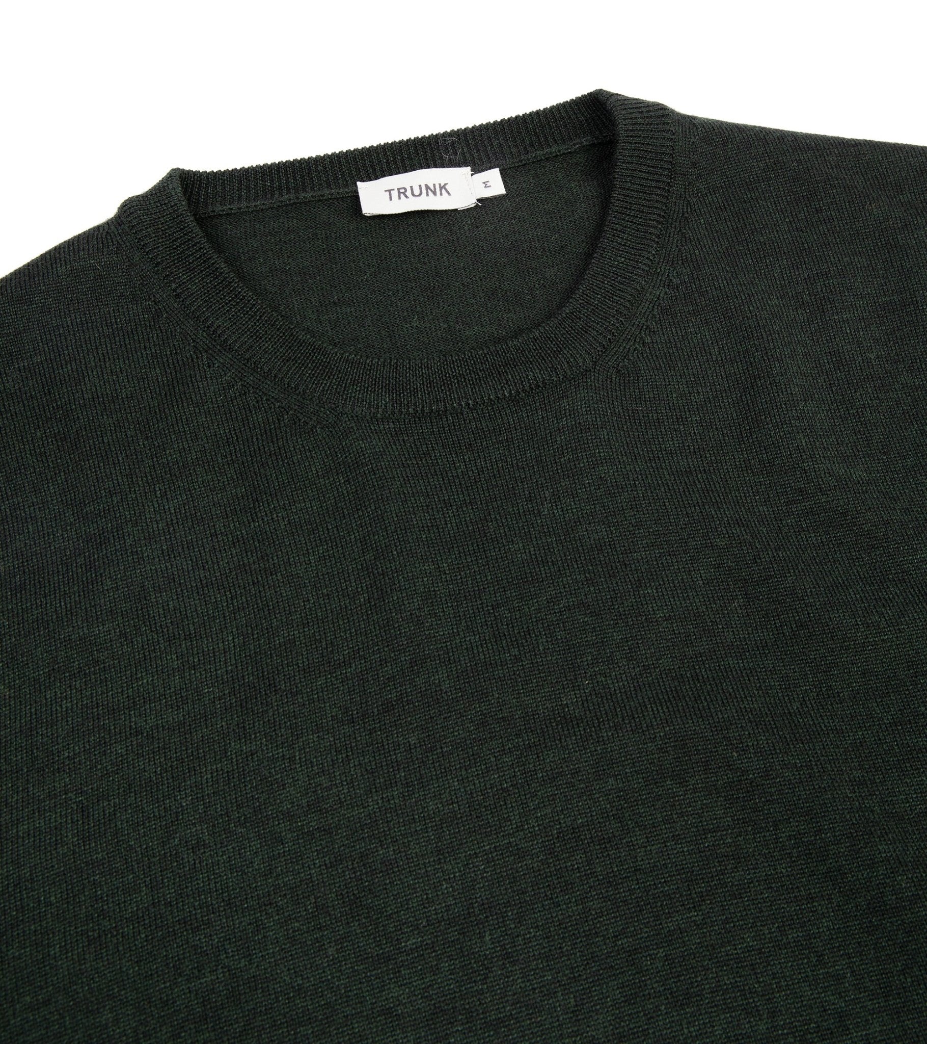 Trunk Harley Merino Crew Neck Sweater: Dark Olive - Trunk Clothiers