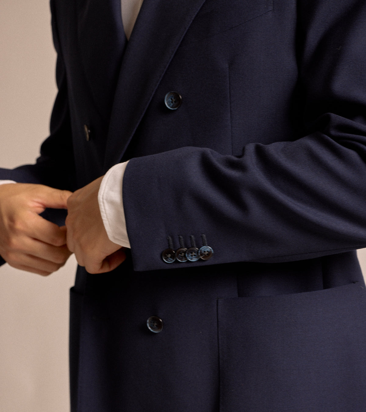 Trunk Webb Tropical Wool Double Breasted Jacket: Navy