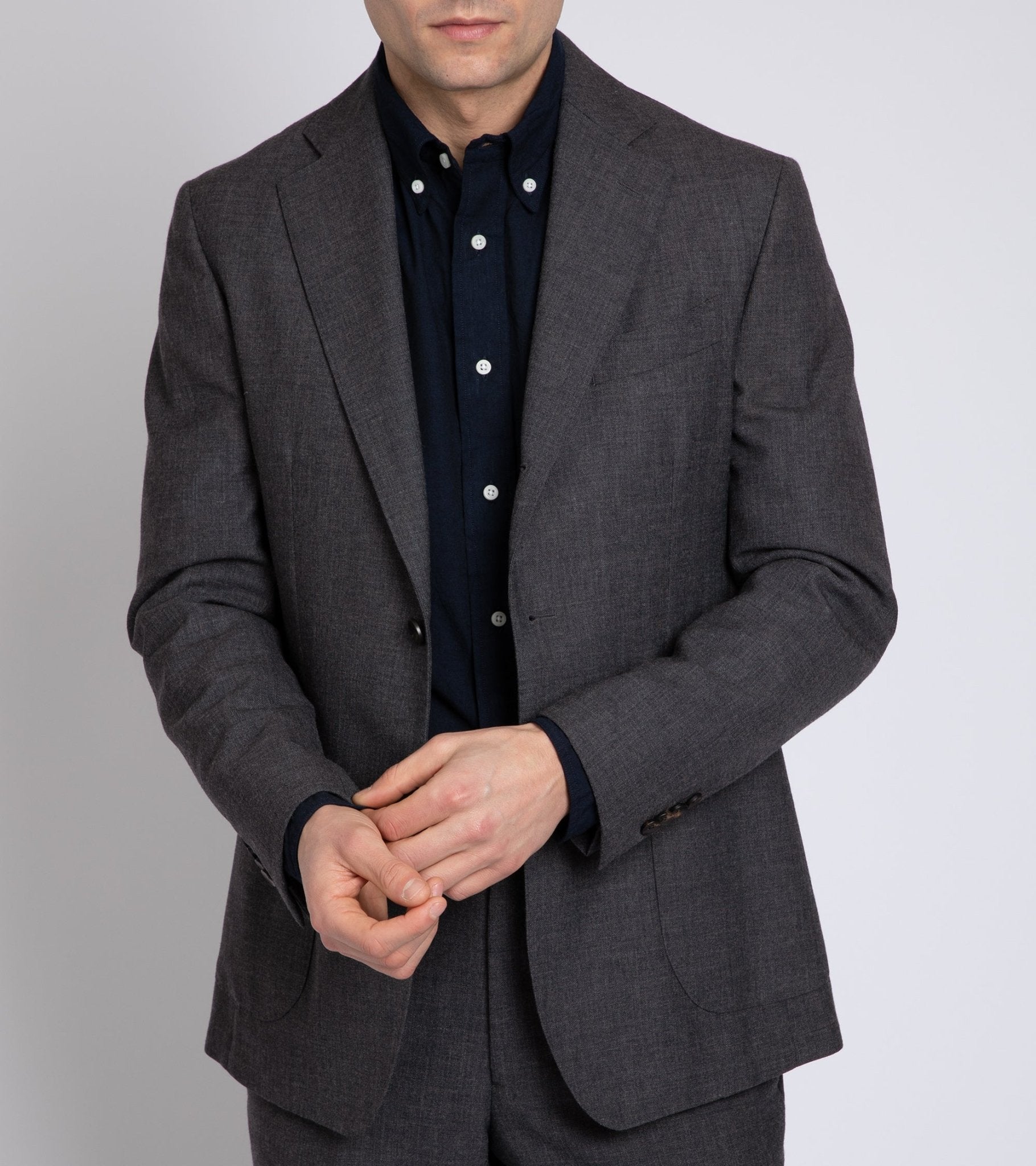 Trunk Wigmore Wool Fresco Suit Jacket: Charcoal - Trunk Clothiers