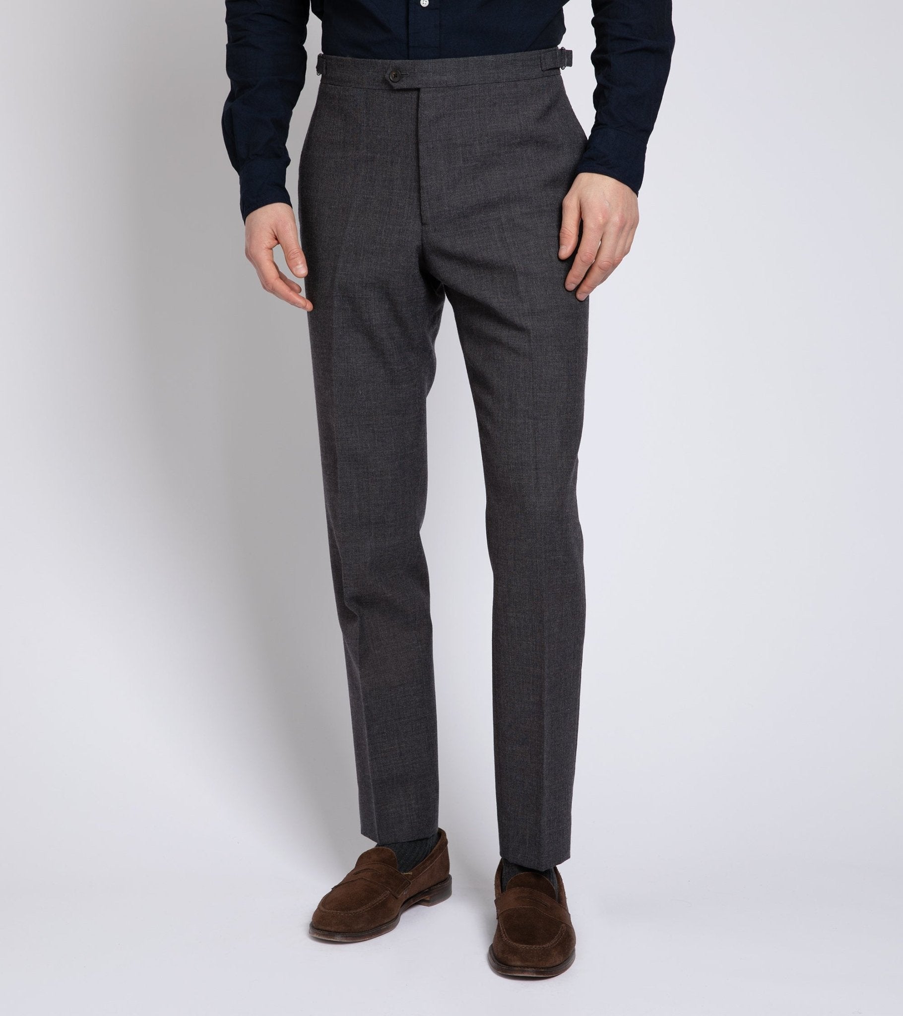Trunk Wigmore Wool Fresco Suit Trousers: Charcoal - Trunk Clothiers