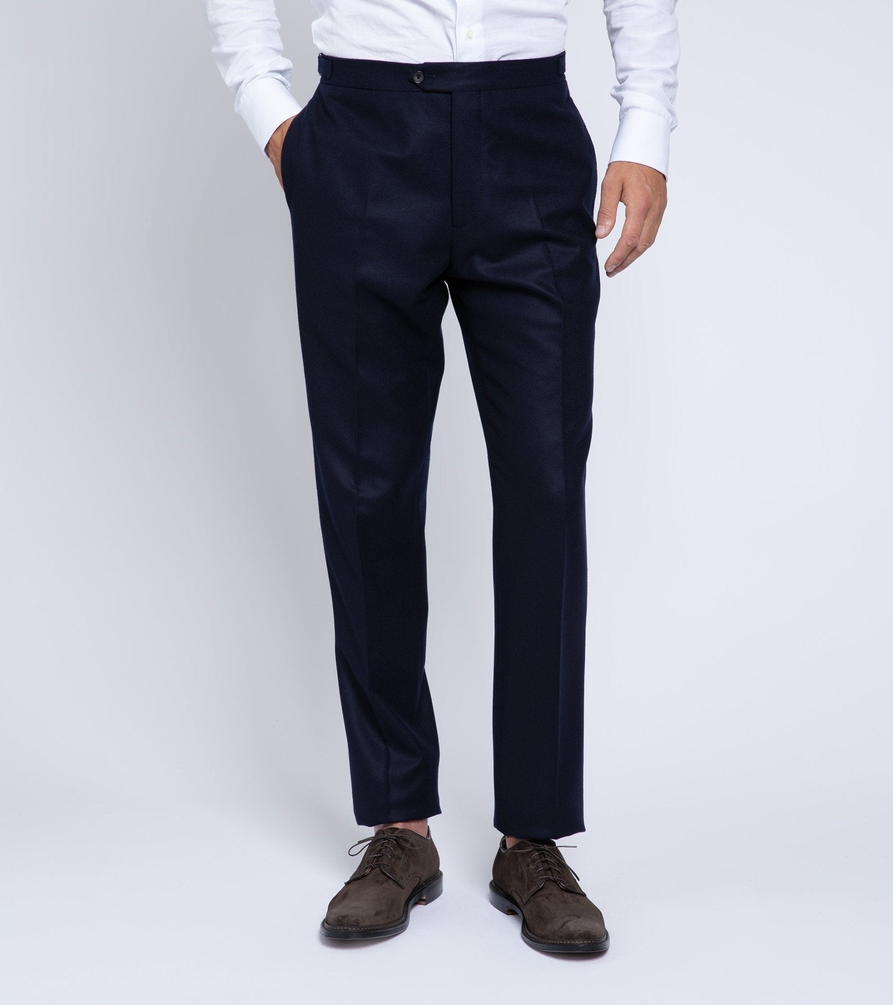 Trunk Wigmore Wool Twill Suit Trousers: Navy - Trunk Clothiers