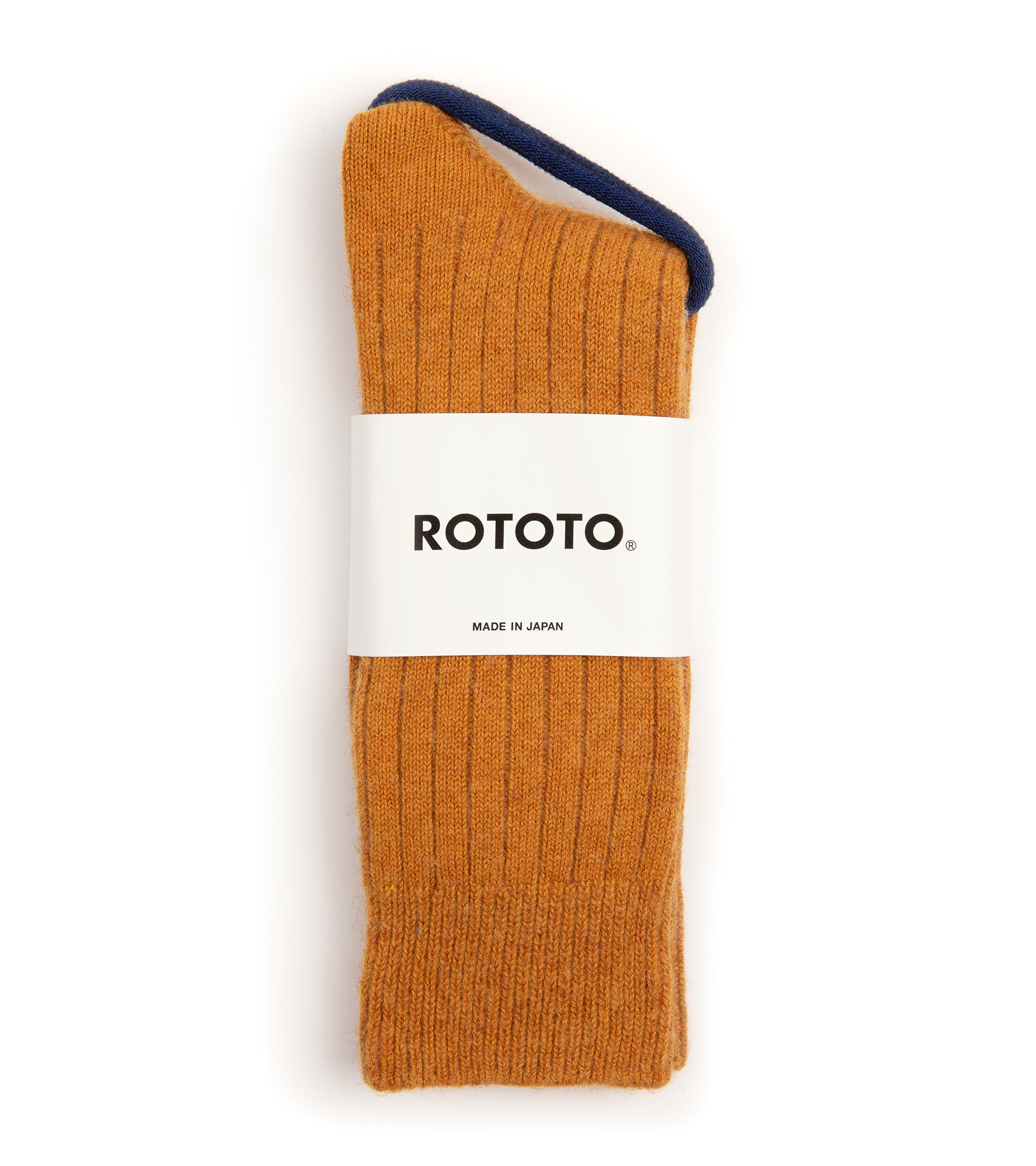 RoToTo Cotton Wool Ribbed Crew Socks: Gold